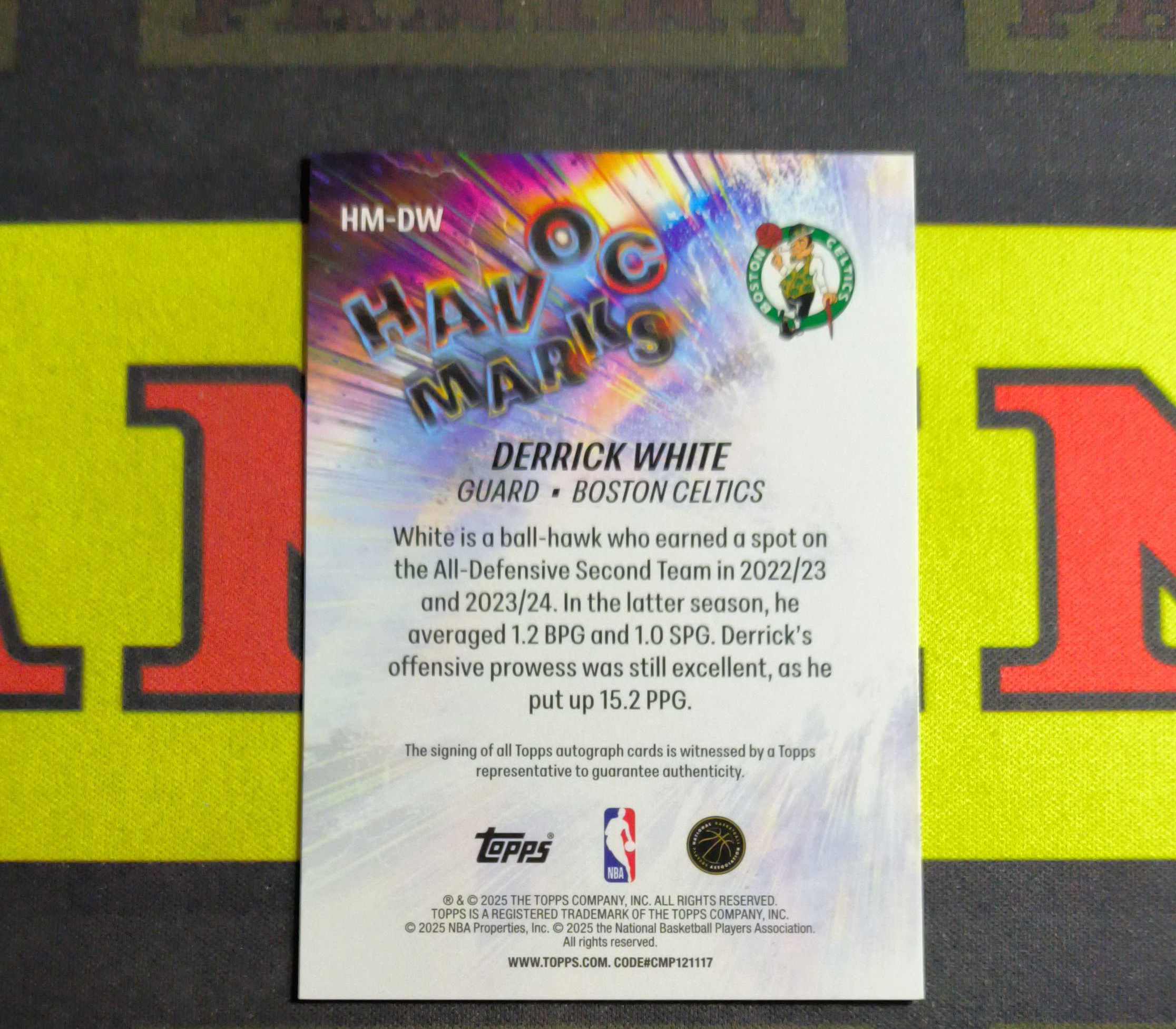 2025 Topps Topps Derrick White 波士顿凯尔特人 小白 德里克 怀特 签字 贴签(石七)