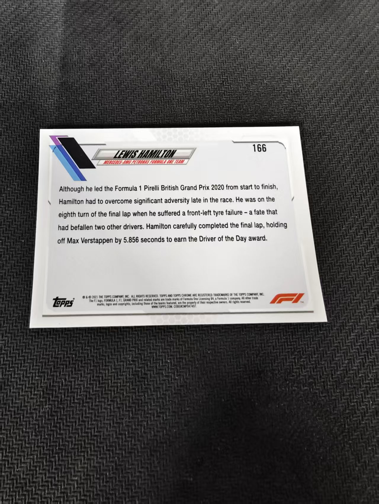 【可合并,不累计】2021 Topps Chrome Lewis Hamilton F1 梅赛德斯奔驰车队 刘易斯 汉密尔顿 划痕 边角瑕疵 #166