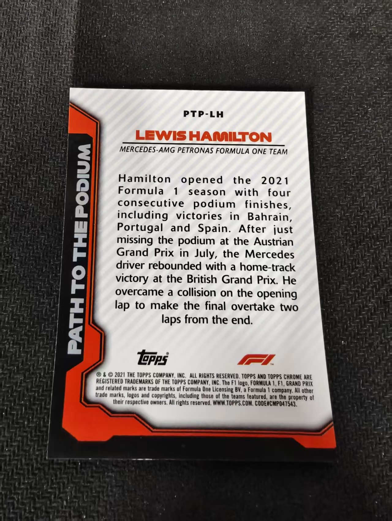 2021 TOPPS CHROME LEWIS HAMILTON F1 梅赛德斯奔驰车队 刘易斯汉密尔顿 银折 the podium特卡 边角瑕疵 #LH
