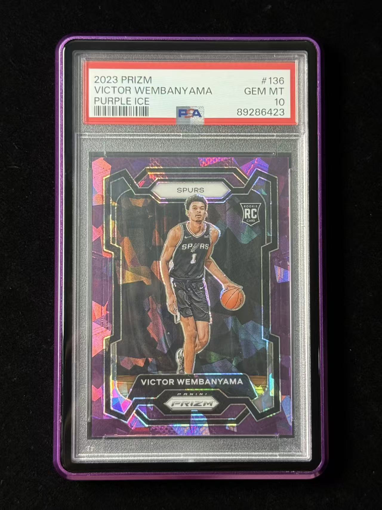 2023-24 Panini Prizm Victor Wembanyama 维克托文班亚马 新秀RC 马刺选图 PZ系列 149编 紫碎冰折 折射 特卡 PSA10分 #黑武士# 1933