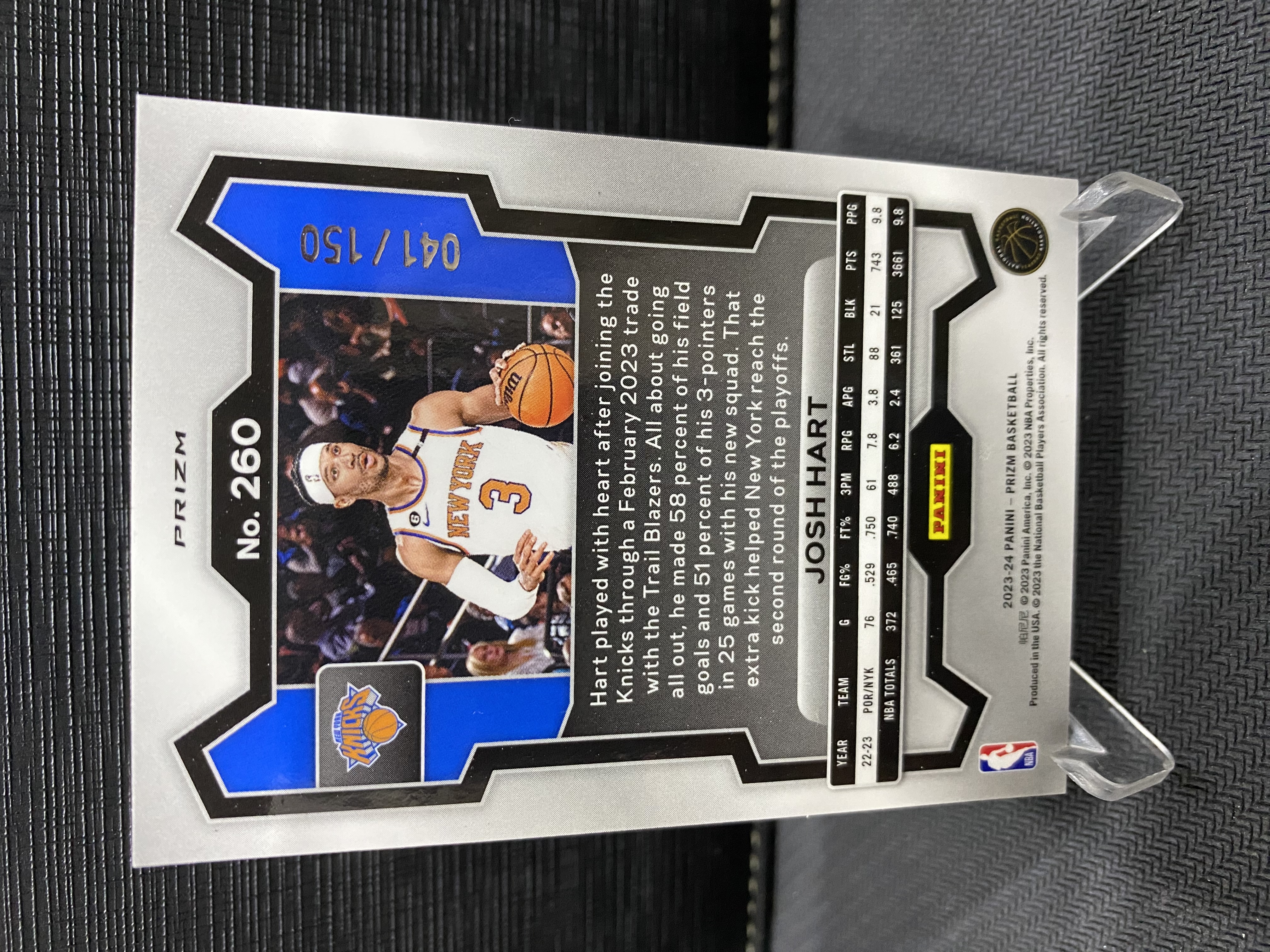 2023-24 Panini Prizm Josh Hart PZ 折射 尼克斯 约什 哈特 150编 蓝泡泡折 收藏必备 卡品如图 -老道-【乌苏拍卖】