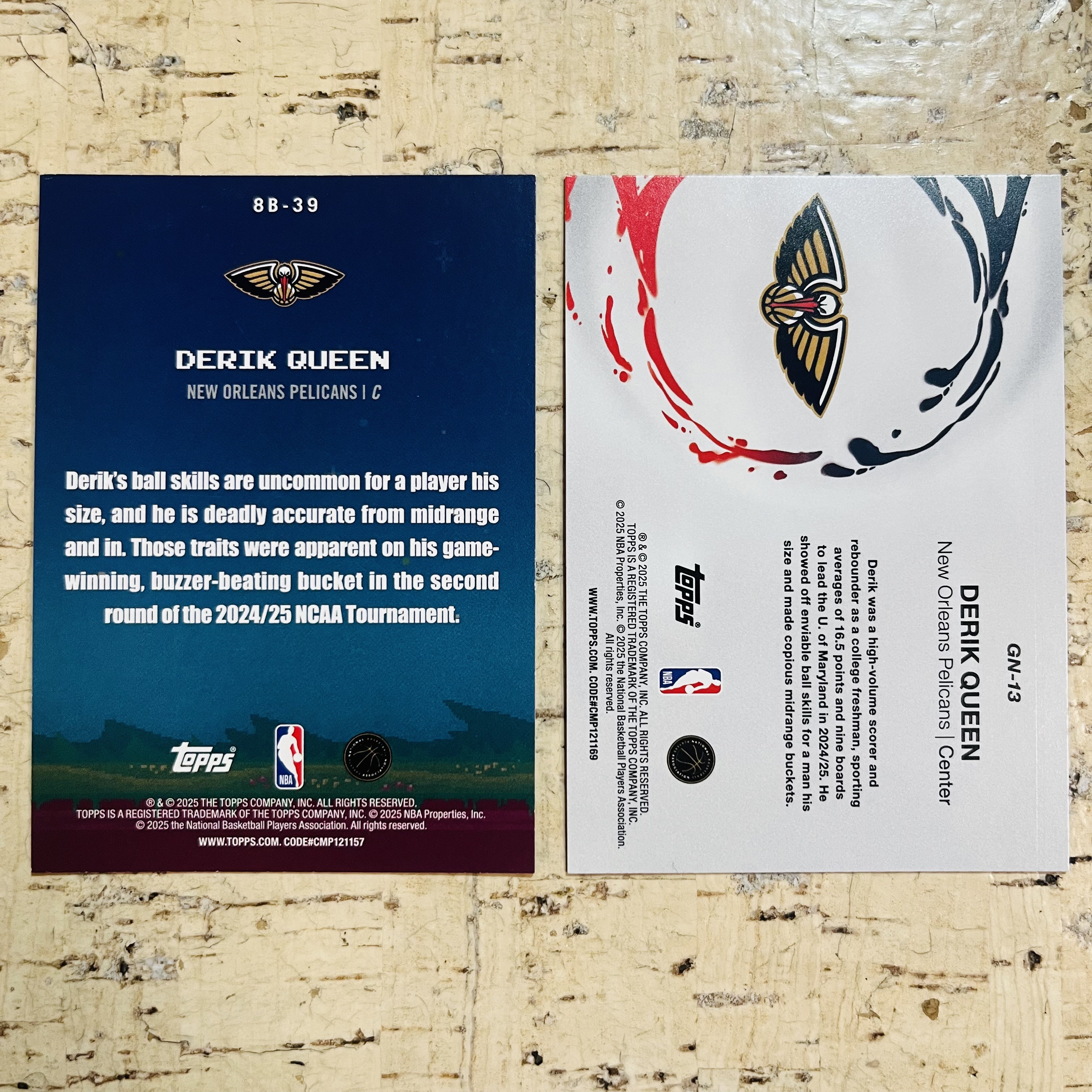 2025-26 Topps Flagship Derik Queen RC 新秀 鹈鹕 奎因 银闪折 2张打包 银点点折 银碎点折 银碎花折 8-bit 像素 generation now 特卡