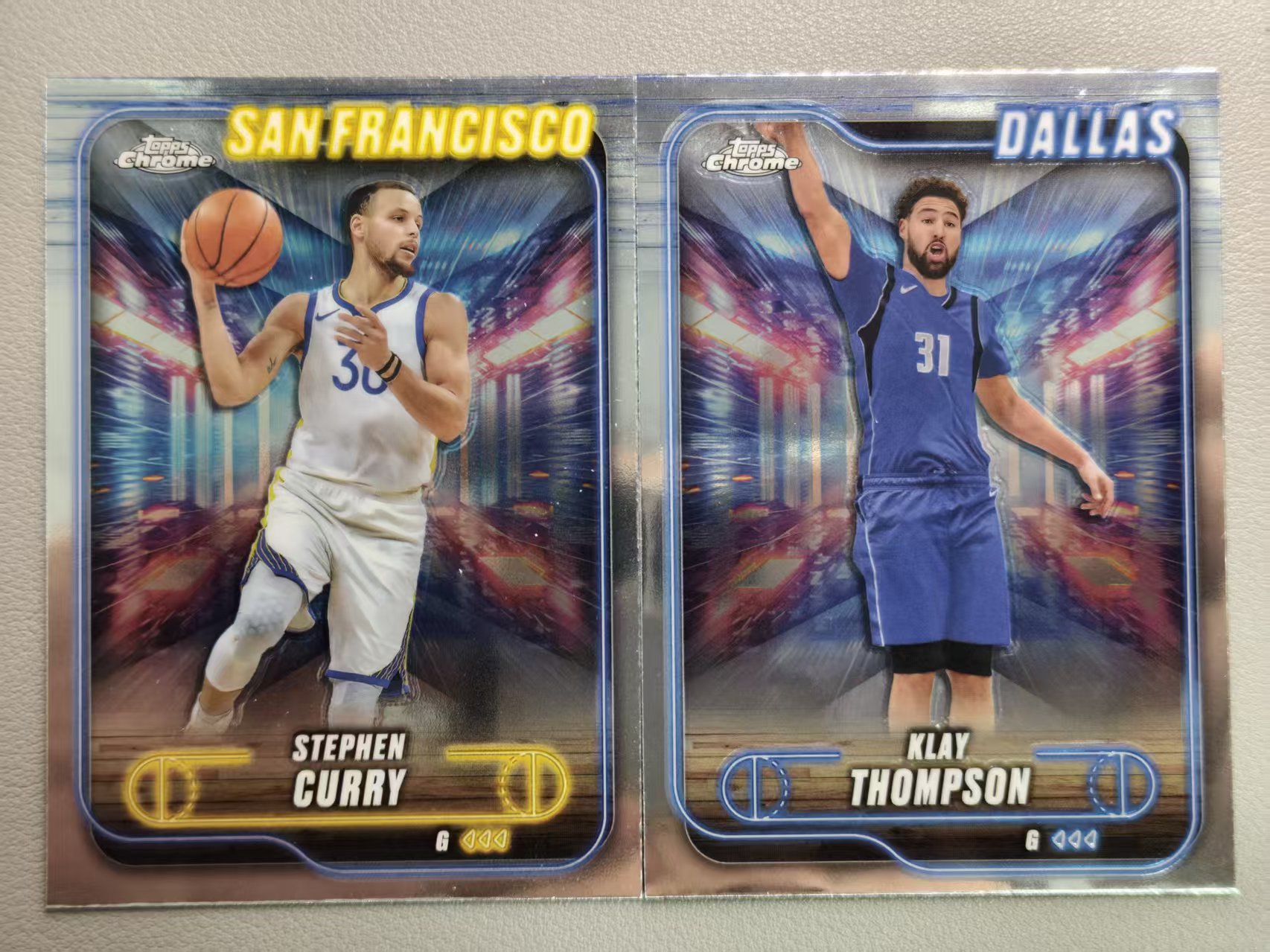 【阿泽代卖】2025 Topps Chrome 勇士 史蒂芬 库里 克莱 汤普森 水花兄弟 2张好人lot 选图巨帅 卡品如图 介意勿拍-tall