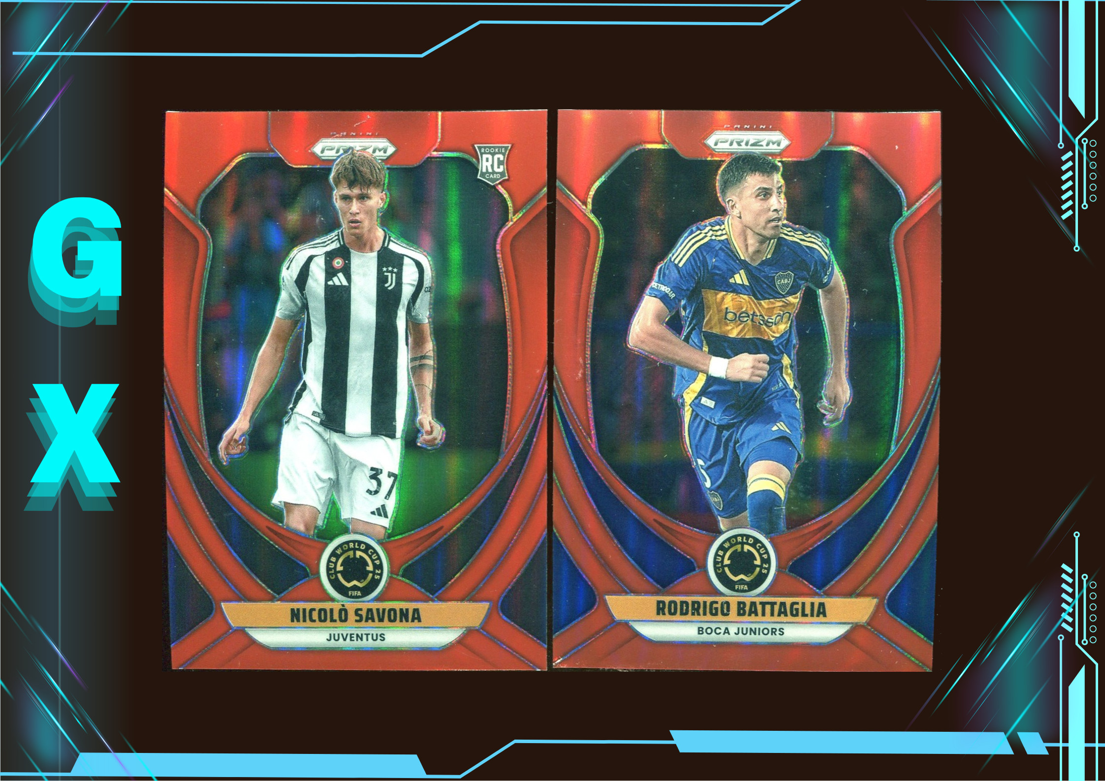 2025 Prizm Fifa Club World Cup系列 尼科洛·萨沃纳 Nicolo Savona & 罗德里格·巴塔利亚 /199编 红折 折射 打包 !【钩玄卡店】Will