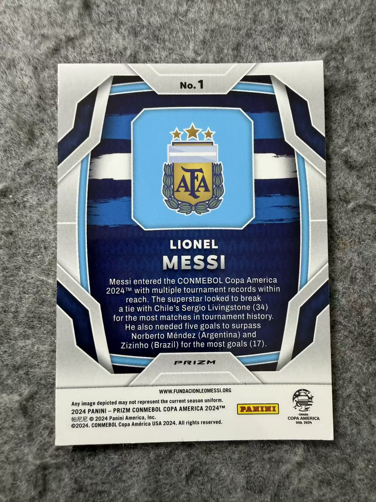 2024 Panini Prizm Copa America Lionel Messi 美洲杯PZ 阿根廷 巴萨 球王 梅西 稀有 绿波纹折 美洲杯夺冠年 元年 卡品如图