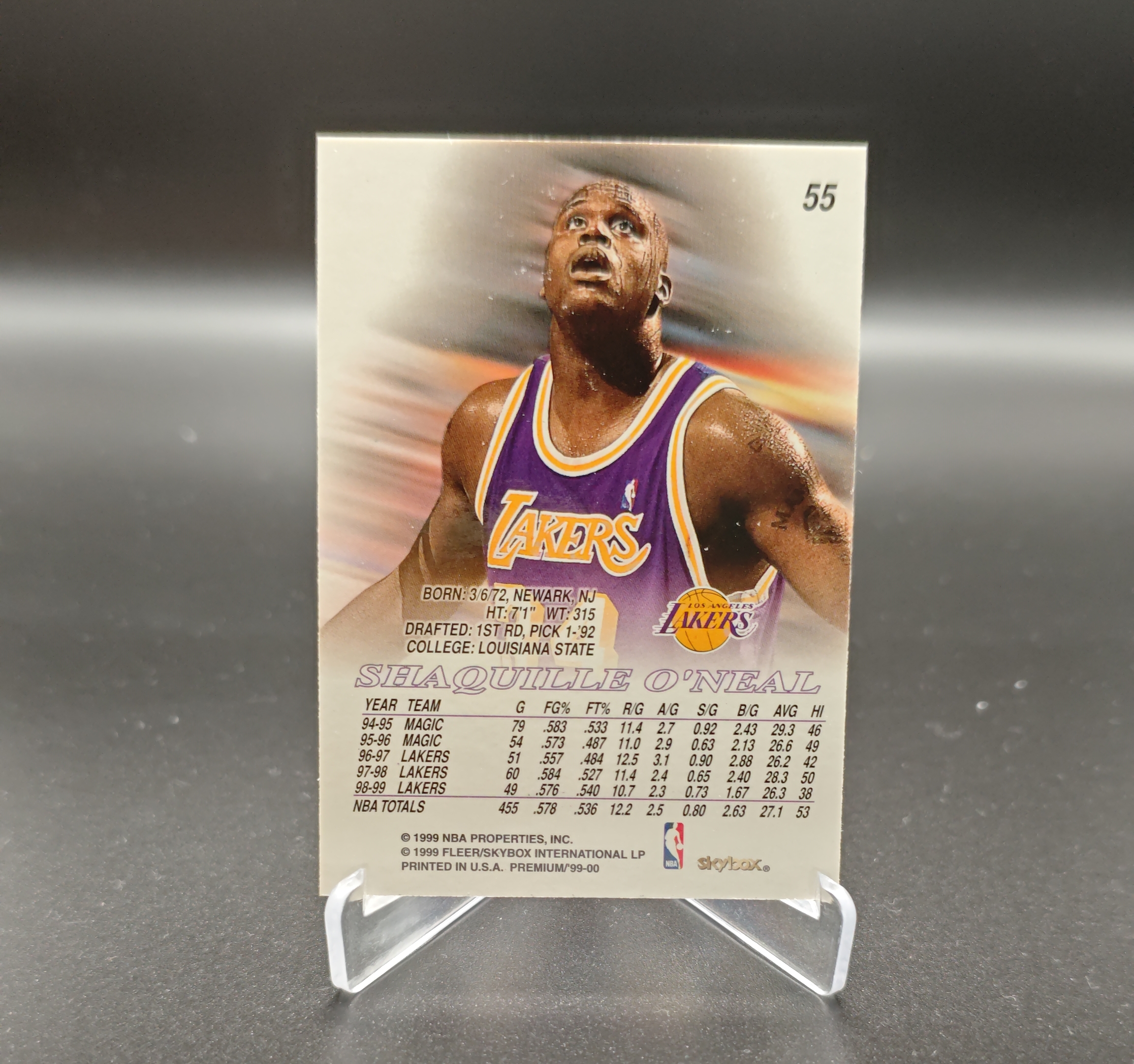 1999 SkyBox Premium Shaquille O'Neal #55 沙奎尔 奥尼尔 鲨鱼 SHAQ 洛杉矶湖人 卡品如图