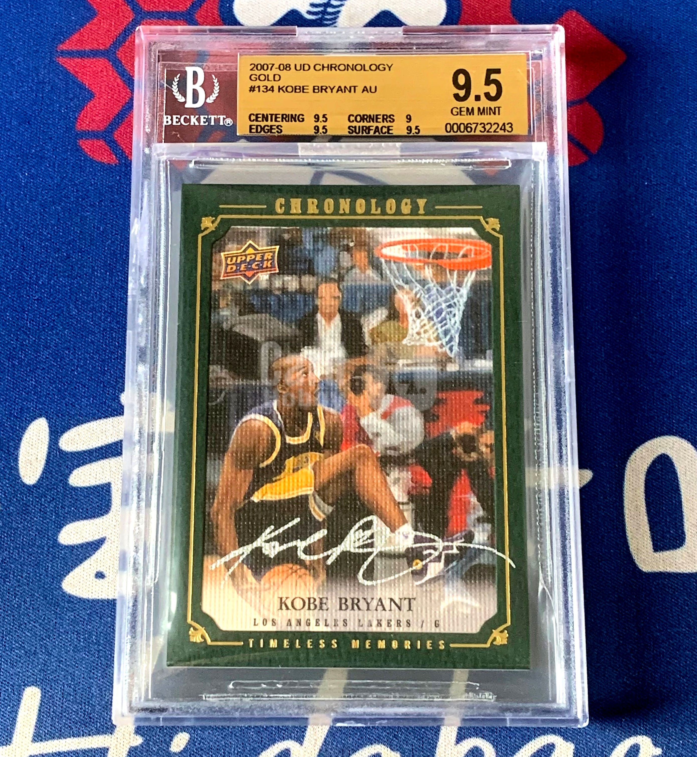 2007-08 Upper Deck Chronology Kobe Bryant 【海宝】湖人 科比 10/10编 尾编 金版 新秀扣篮大赛冠军 时刻签字卡 卡签 BGS金标9.5/10分 POP1