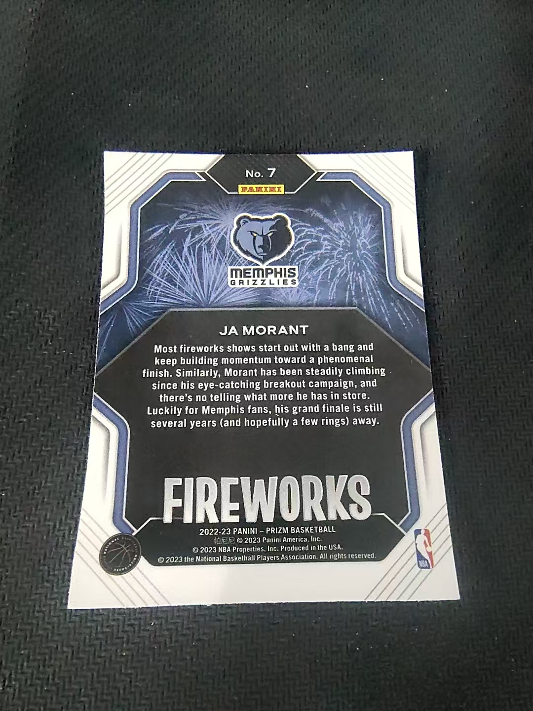 【可合并,不累计】2022-23 Panini Prizm Ja Morant 贾 莫兰特 枪王 烟花特卡 PZ 划痕 边角微瑕 介意勿拍 #7
