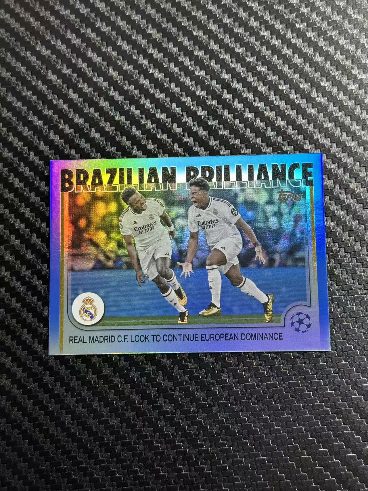 2025 Topps ucc Vinicius Junior 欧冠 皇马 双人庆祝特卡 维尼修斯 罗德里戈 100/125编 蓝折 巴西双星 卡品如图 拍前看描述