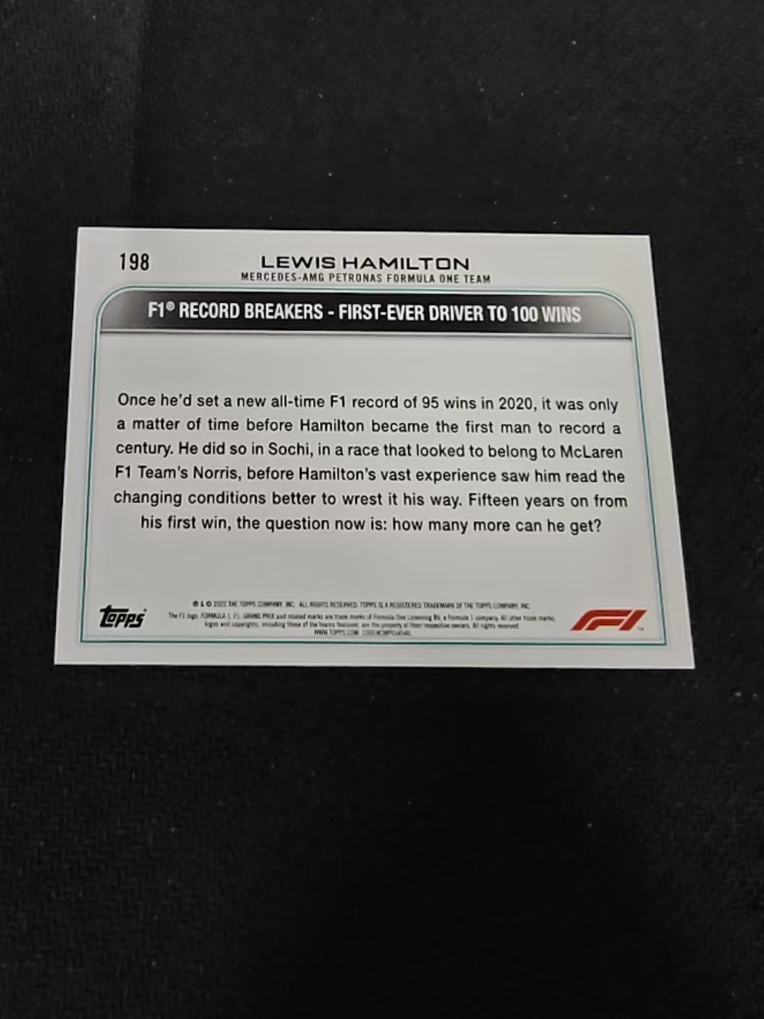 2022 Topps Chrome F1 Lewis Hamilton 刘易斯 汉密尔顿 AMG梅赛德斯奔驰 划痕 边角瑕疵 @198