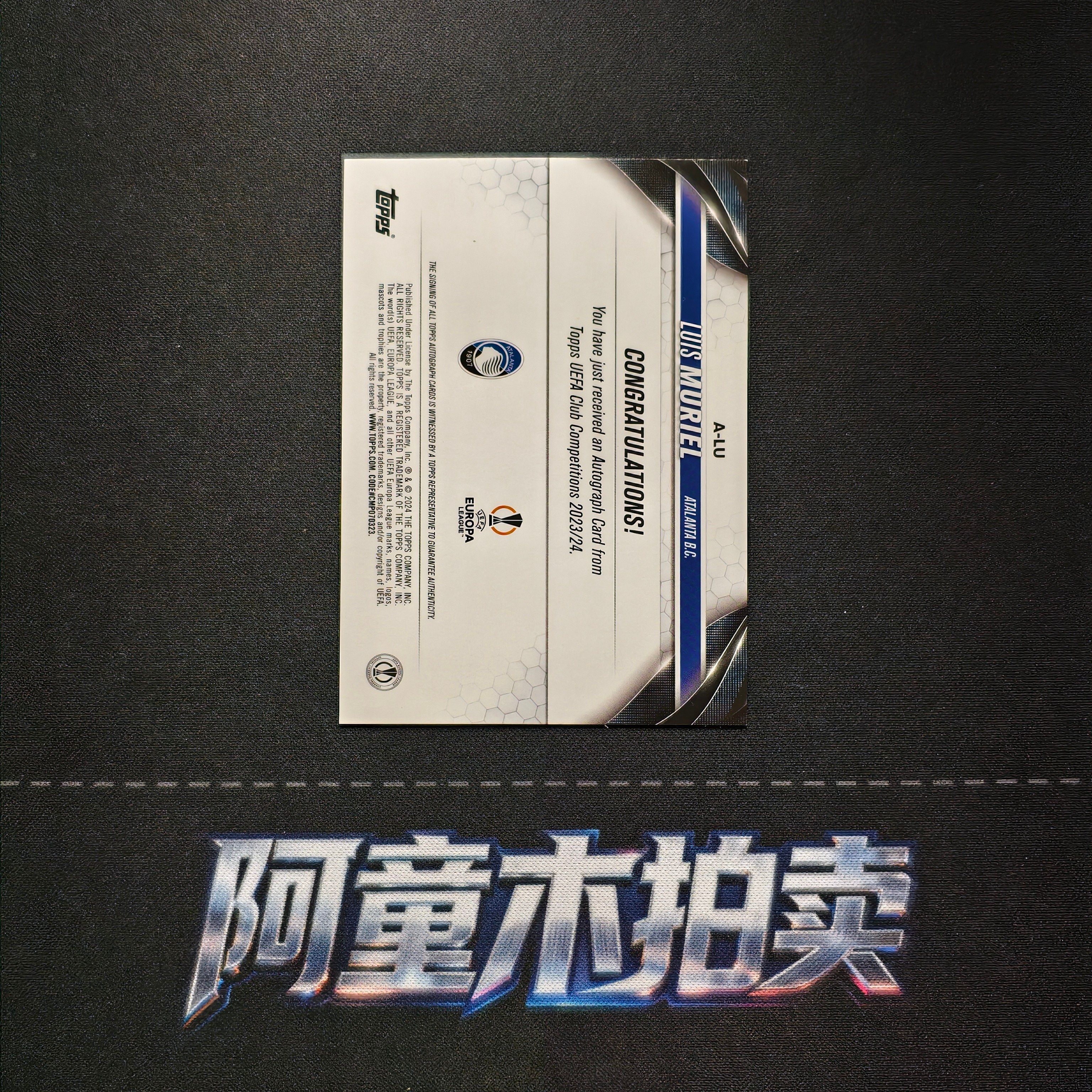2024 Topps Topps Luis Muriel 【阿童木】 欧冠 亚特兰大 路易斯 穆列尔 穆里尔 签字 银折 卡品如图 D03