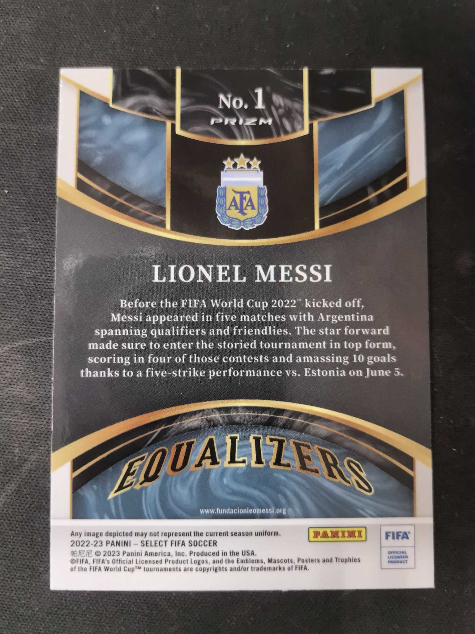 2022-23 Panini Select Lionel Messi 【哈卡拍卖】球王梅西 阿根廷国家队 Equalizers特卡 银折