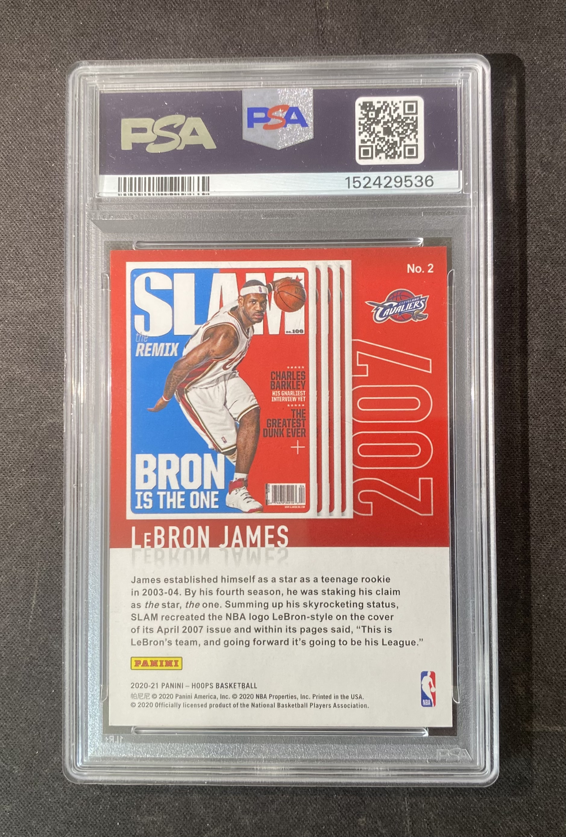 2020-21 Panini NBA Hoops LeBron James 【来拆波卡】骑士 勒布朗 詹姆斯 SLAM 杂志特卡 银折 PSA9分 cool