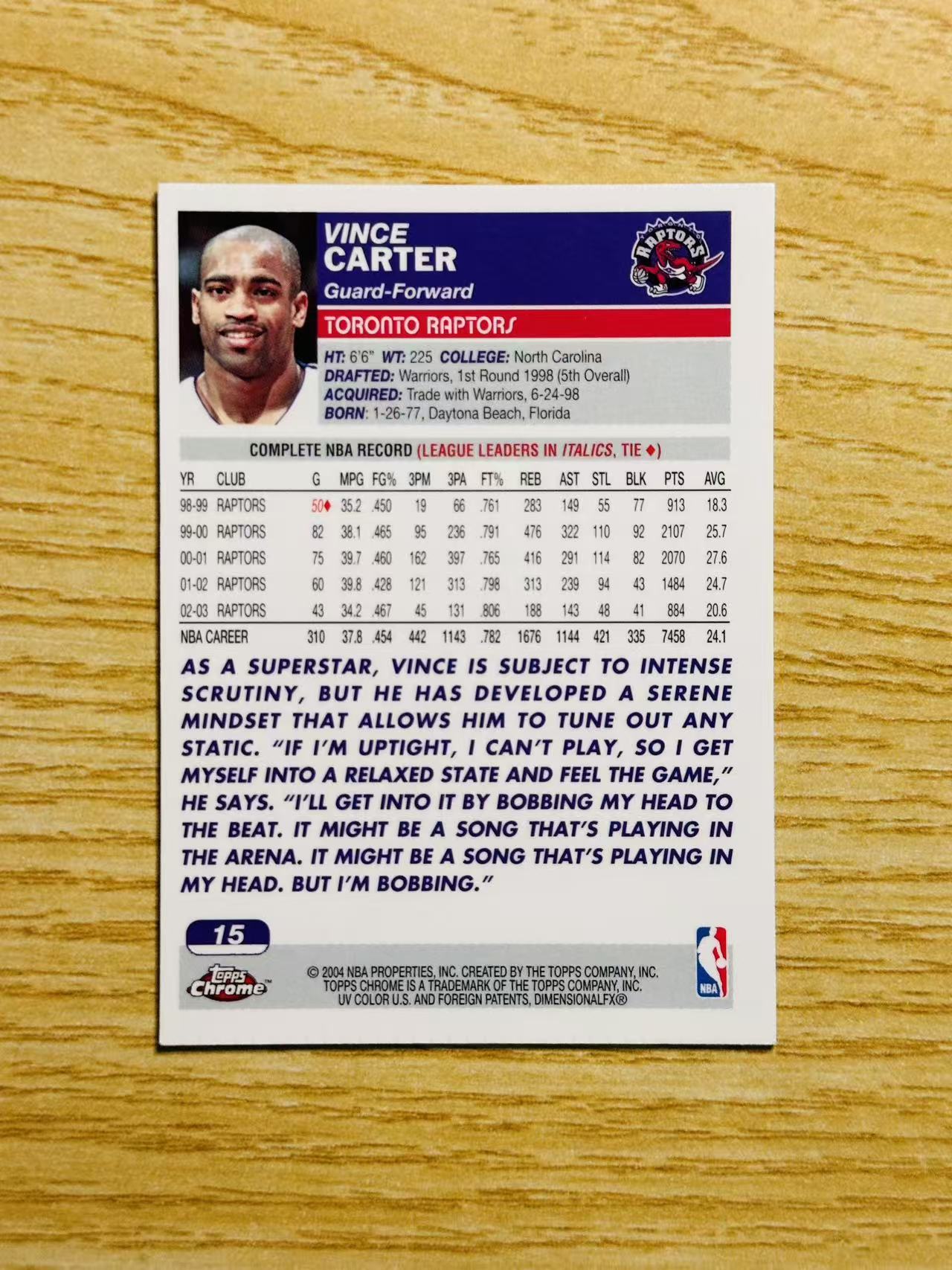 2004 Topps Chrome Vince Carter 嘿嘿代卖 文斯 卡特 半人半神 猛龙 收藏必备