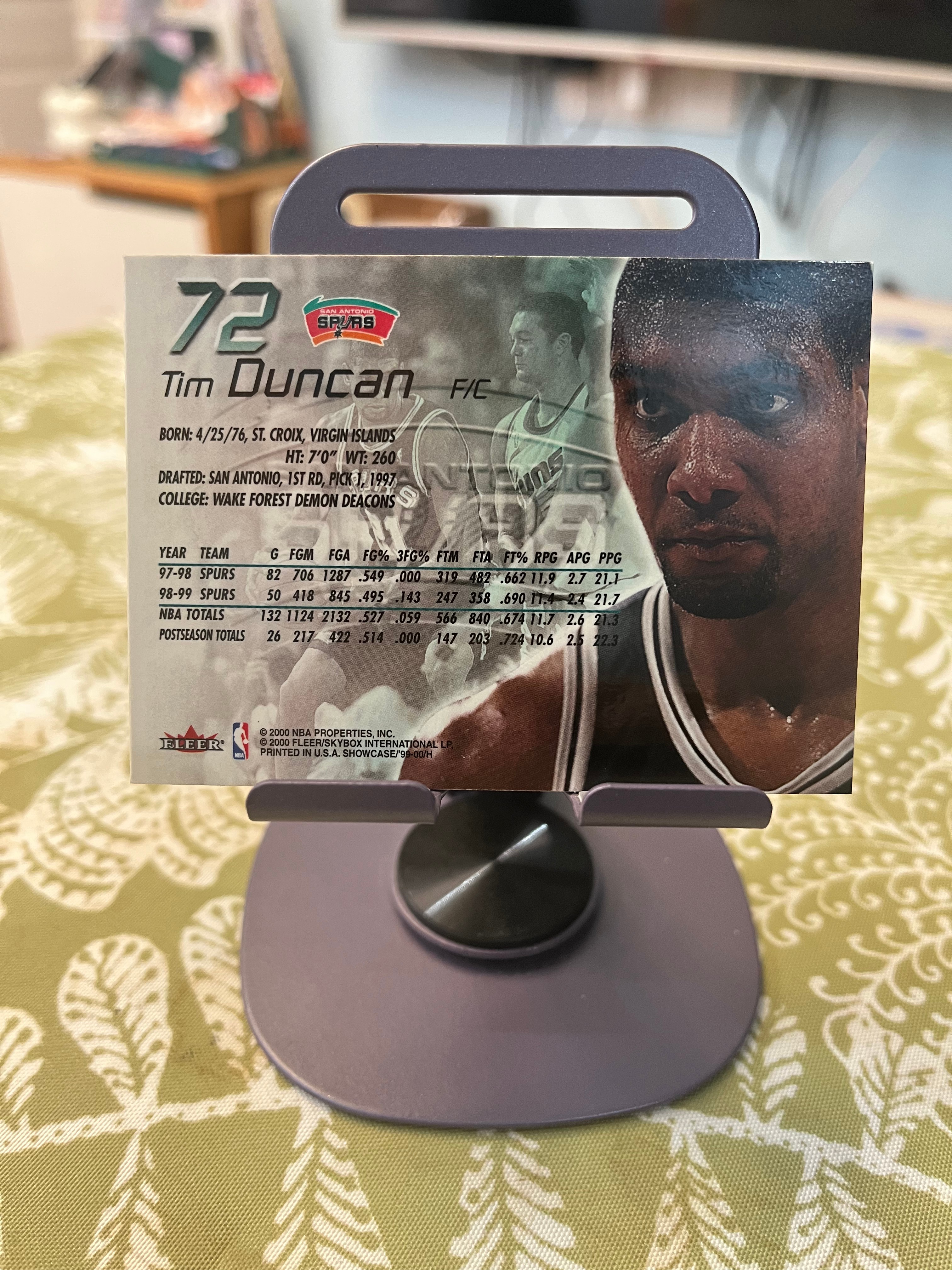 2000 Fleer 老卡 老特 Tim Duncan 蒂姆 邓肯 石佛 马刺【折射 实卡超闪 FLAIR SHOWCASE】【边角瑕疵如图 介意勿拍】#1051