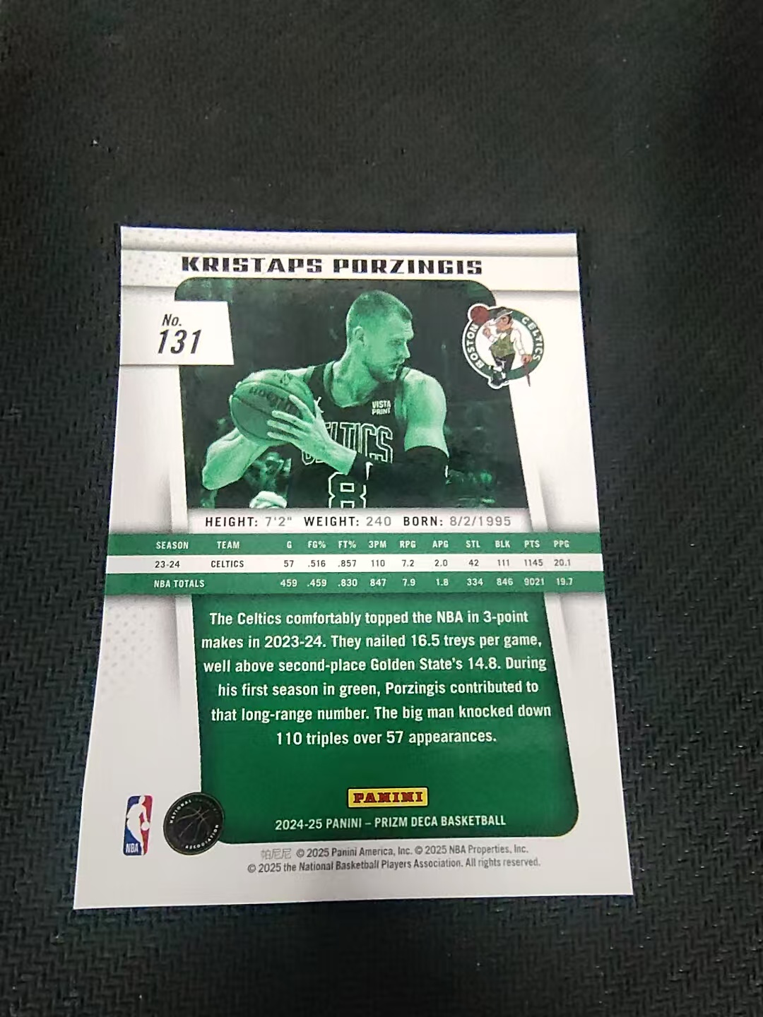 【可合并,不累计】2024-25 Panini Prizm Deca Kristaps Porzingis 凯尔特人 波神 波尔津吉斯 PZ 复刻 划痕 边角瑕疵 #131