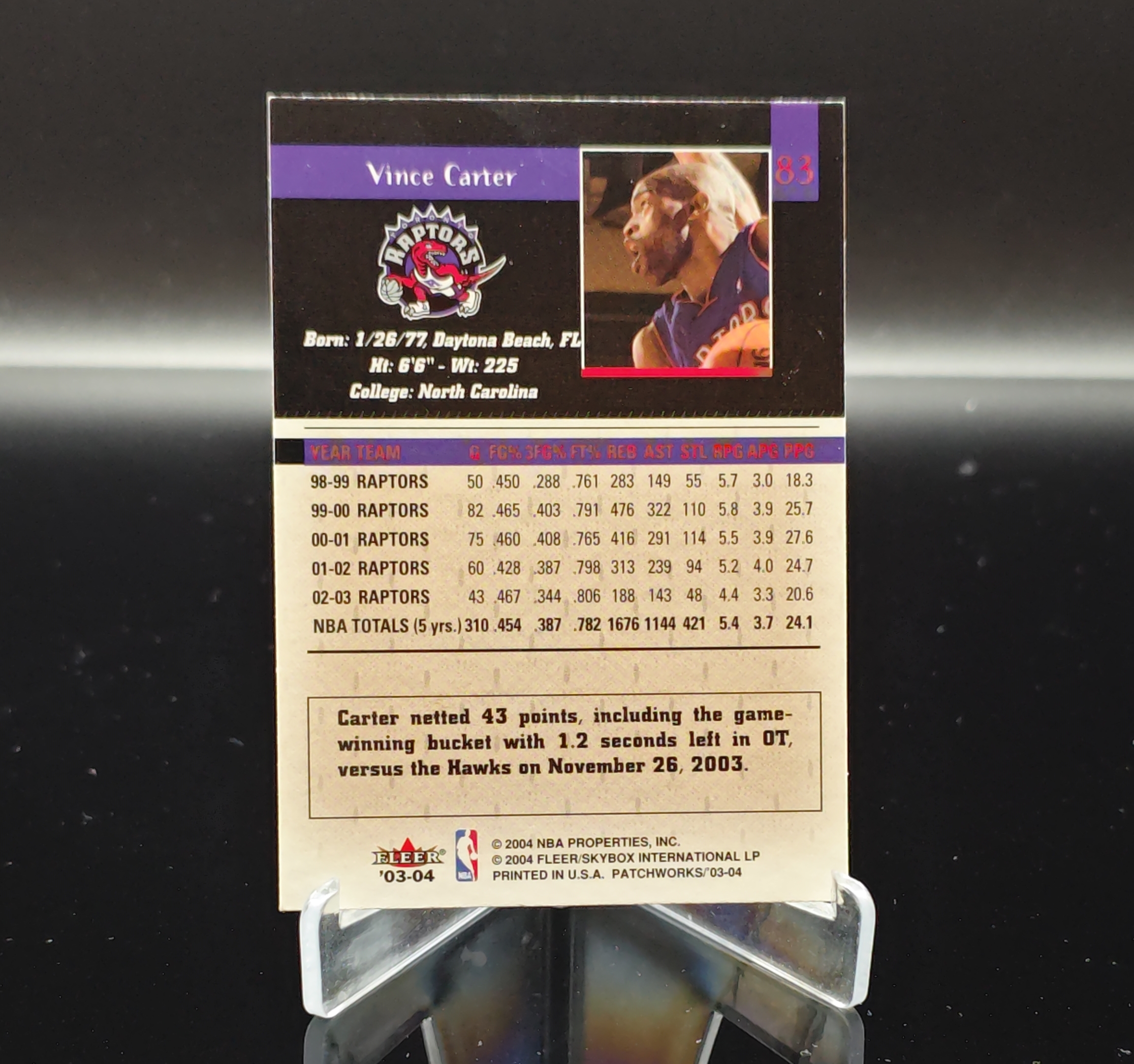 2004 Fleer Patchworks Vince Carter #83 文斯卡特 ufo 加拿大飞人 扣篮王 多伦多猛龙 卡品如图