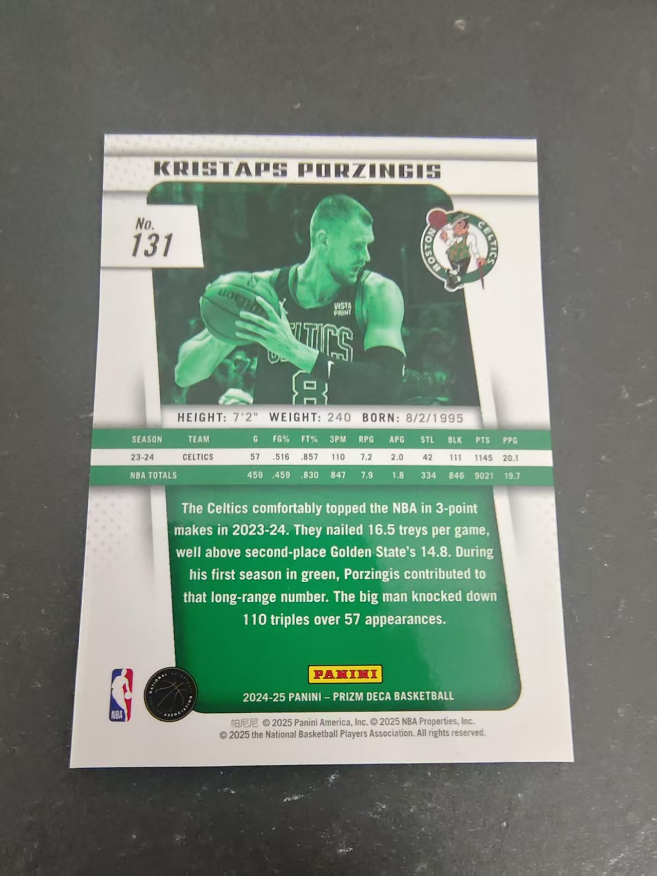 【可合并,不累计】2024-25 Panini Prizm Deca Kristaps Porzingis 凯尔特人 波神 波尔津吉斯 PZ 复刻 划痕 边角瑕疵 #131