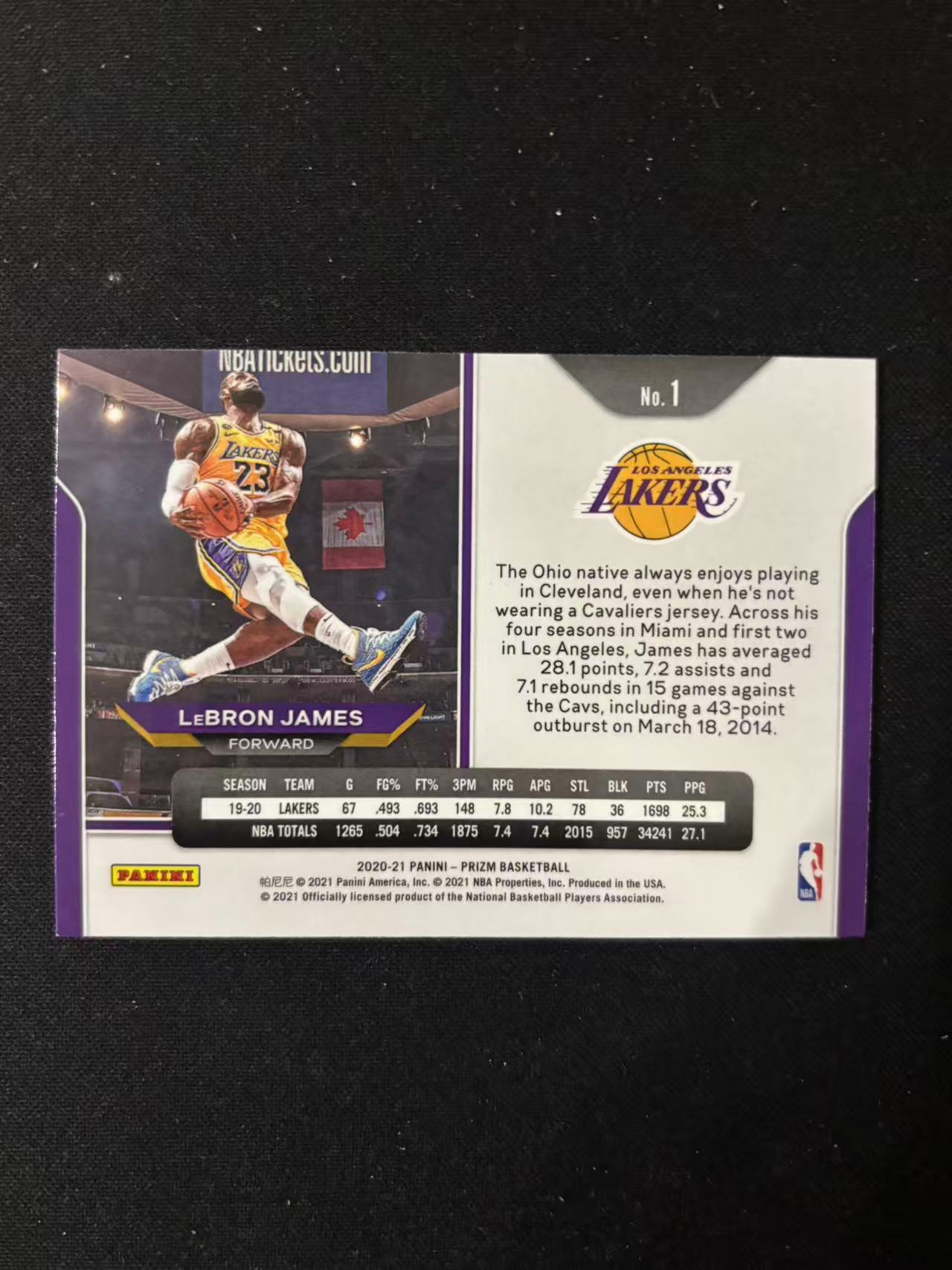 【星辰】PANINI 20-21 LEBRON JAMES 勒布朗 詹姆斯 剪刀脚 湖人队 经典选图