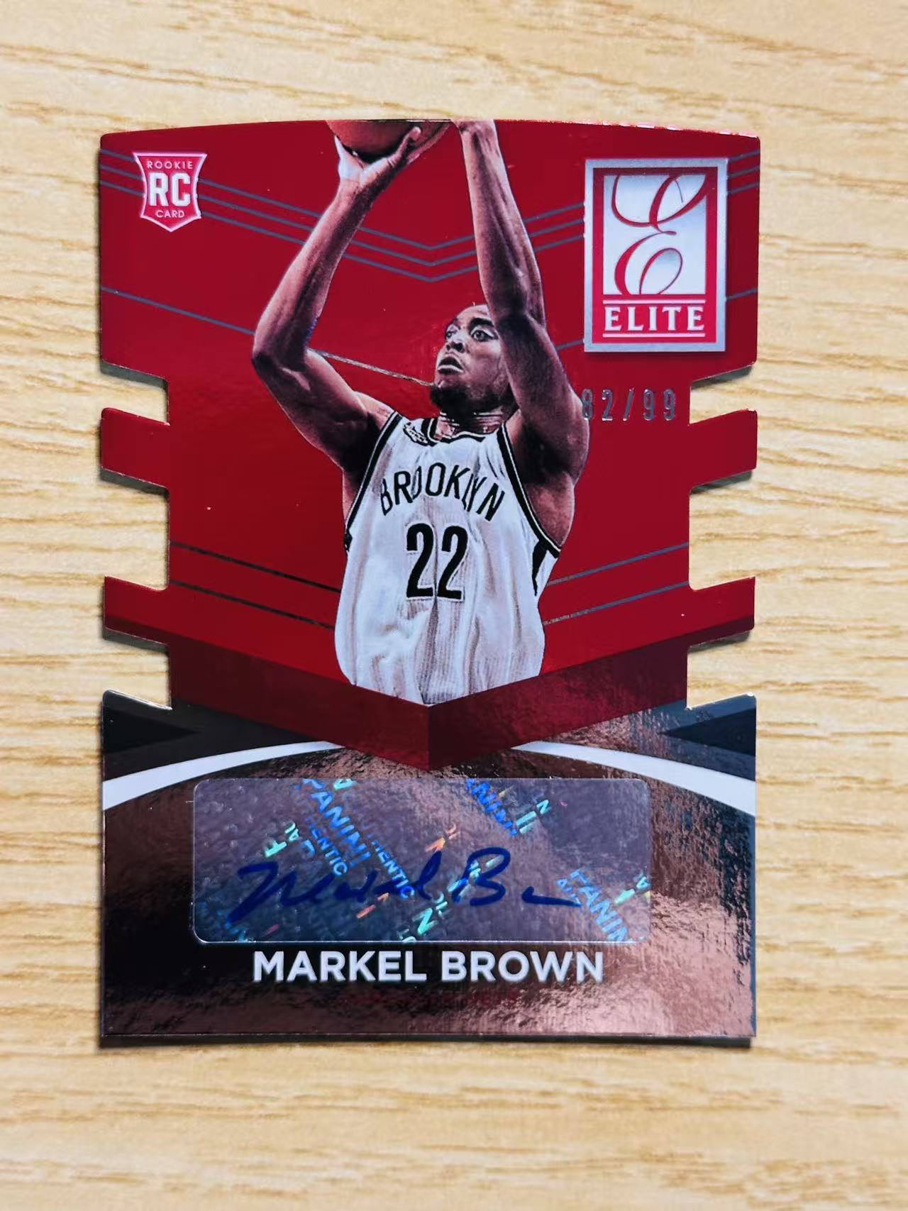 2014-15 Panini Elite Markel Brown 嘿嘿代卖 精英 马克尔 布朗 新秀 RC 签字 红折 99编 篮网 收藏必备