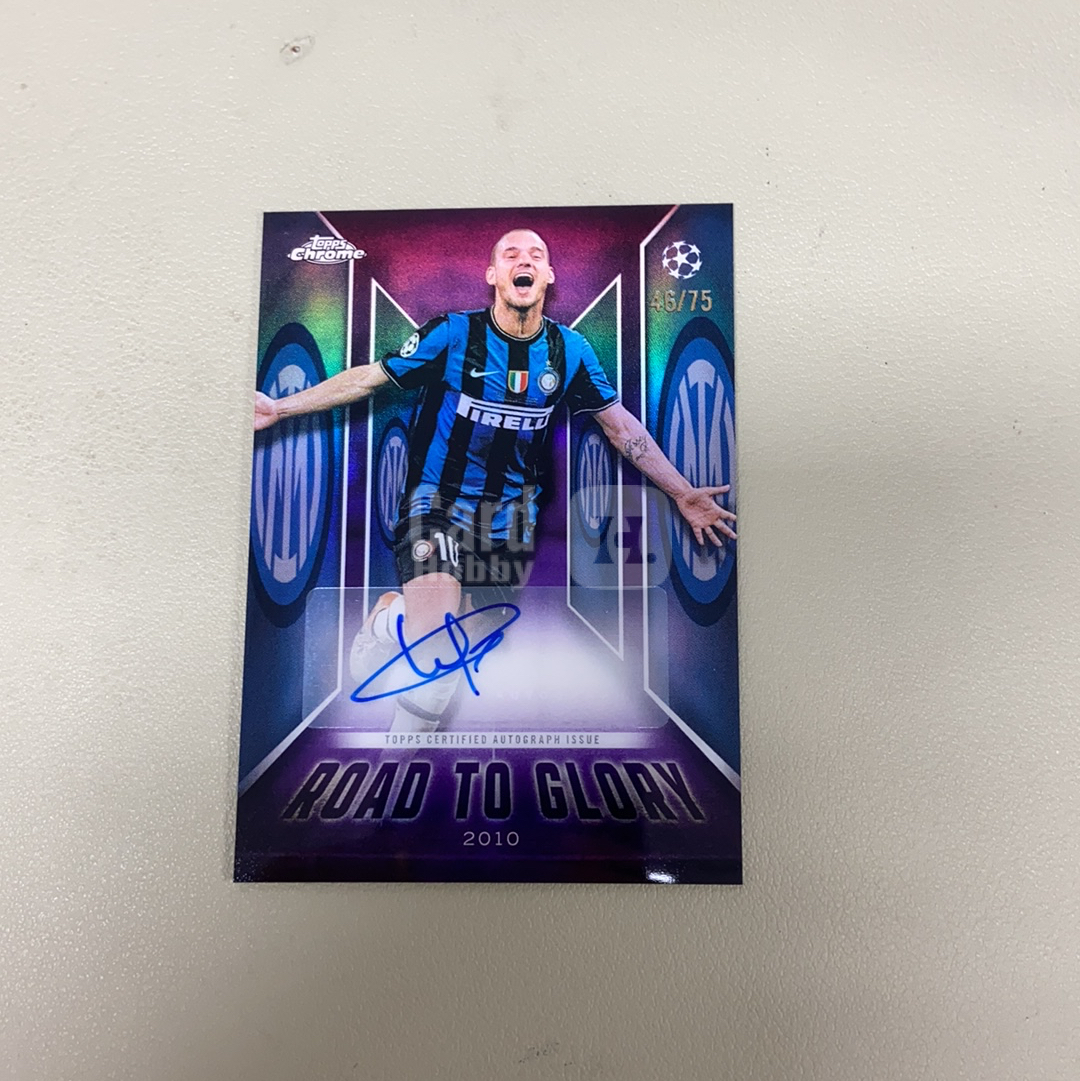 【小牛代拍】2026 Topps Chrome Wesley Sneijder 国米 斯内德 TC 欧冠 紫折 46/75编 签字 荣耀之路签 Road To Glory Auto 卡品如图(一哥)