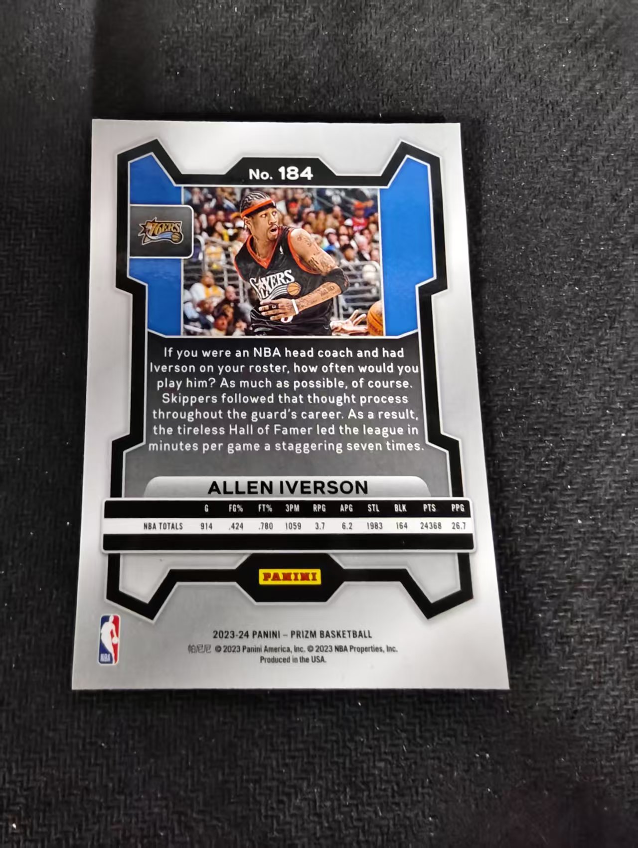 【可合并,不累计】2023-24 Panini Prizm Allen Iverson 阿伦 艾弗森 76人 PZ 不保卡品 介意勿拍 #184