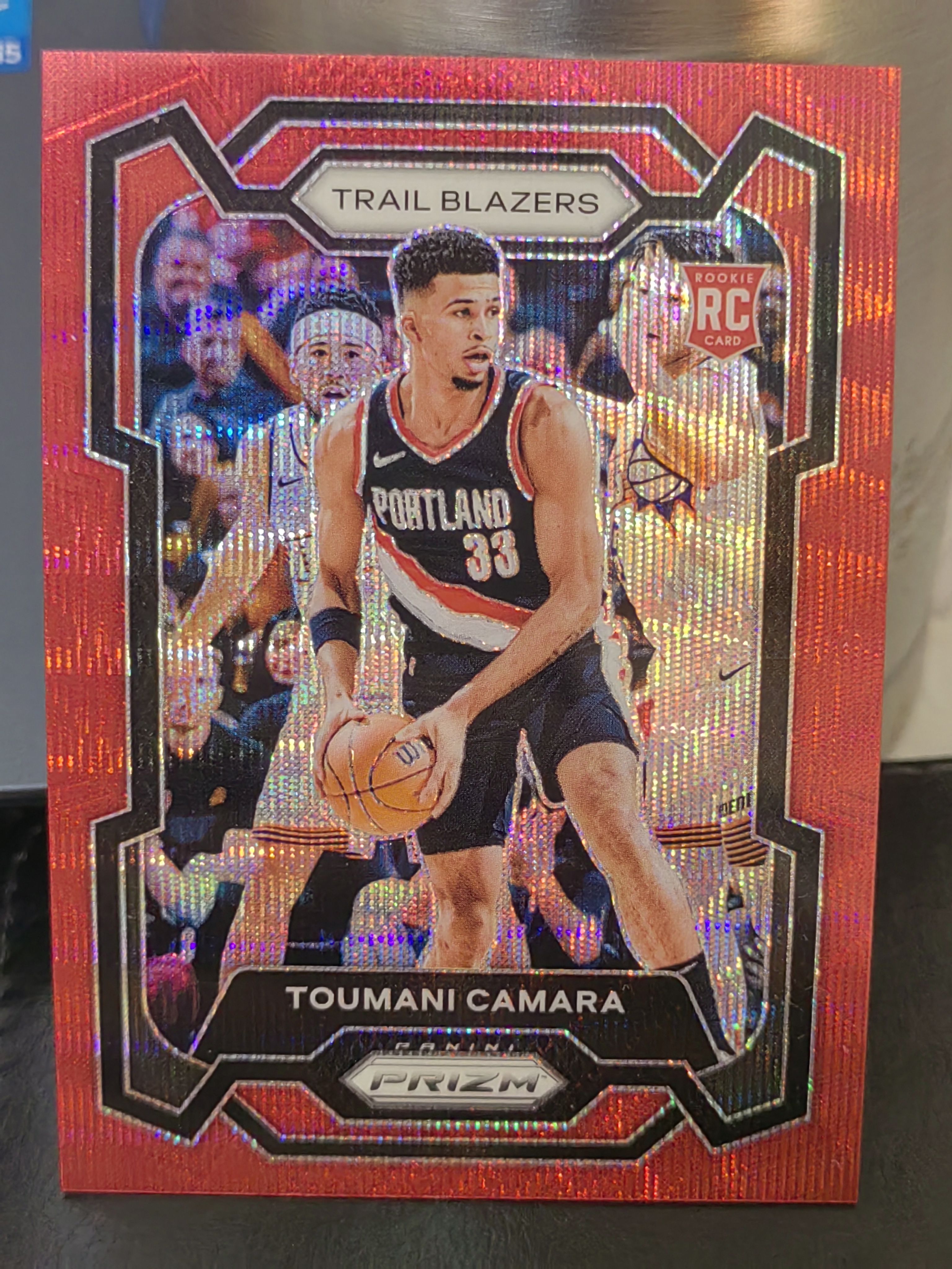 2023-24 Panini Prizm Toumani Camara RC PZ 红波纹折 图马尼卡马拉 开拓者 篮 白边白角 不保卡品 卡品如图