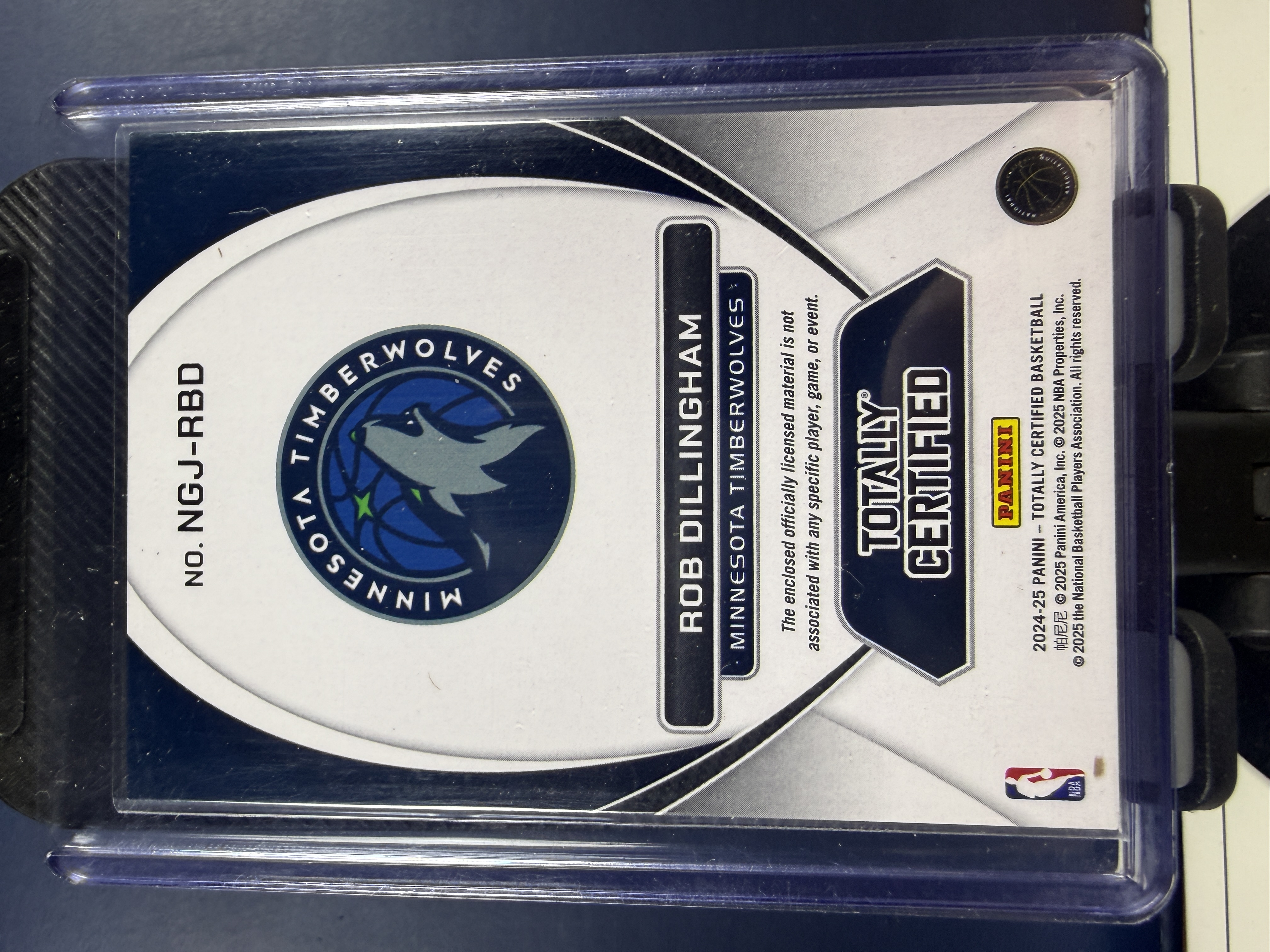 2024-25 Panini Totally Certified 小护士 森林狼 罗布·迪林厄姆 新秀 球衣切割 (海绵)