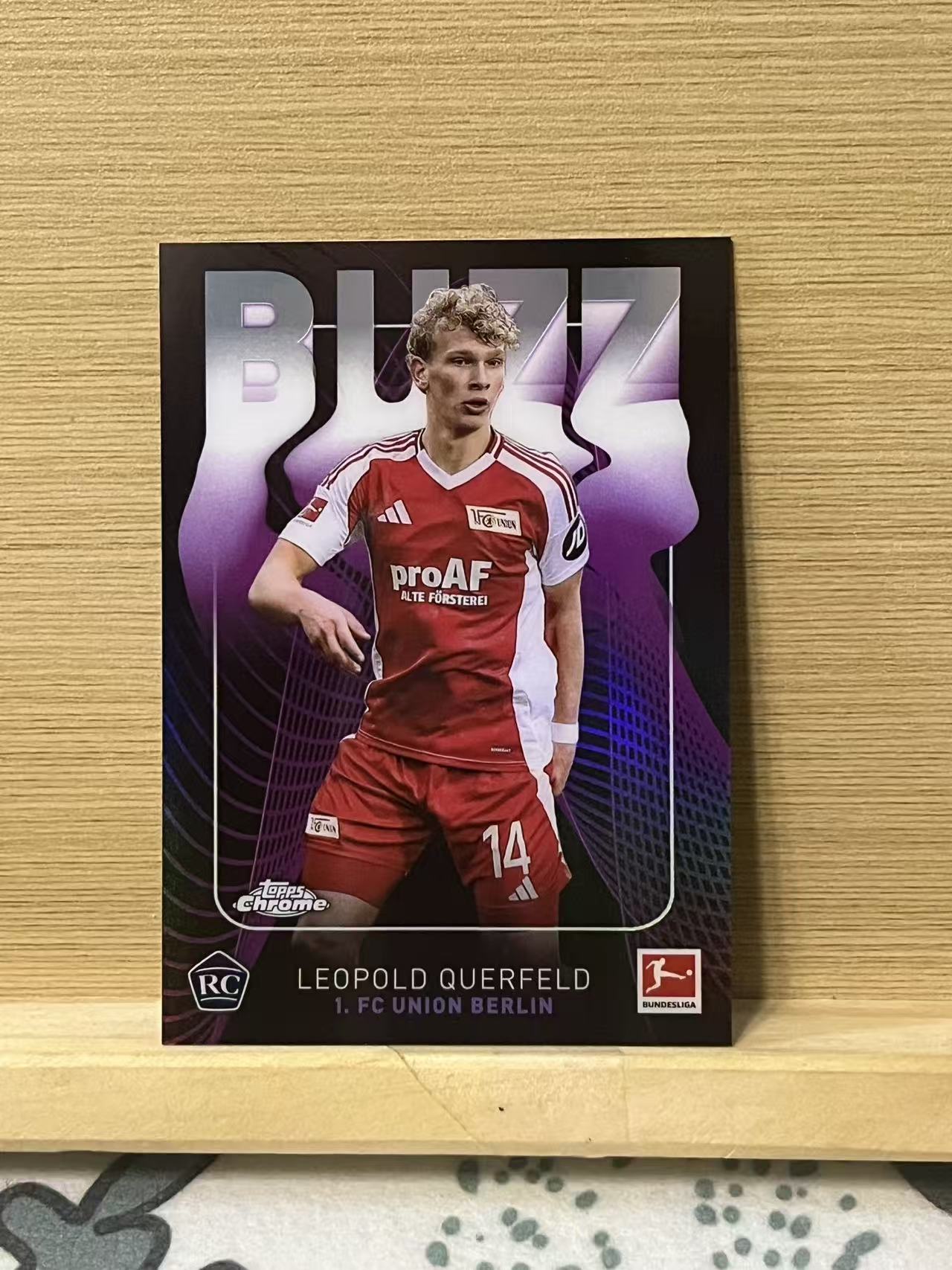 2025 Topps Chrome leopold querfeld RC 奎尔菲尔德 新秀 特卡 柏林联合 德甲 银折 实卡精美 卡品如图 LZ3