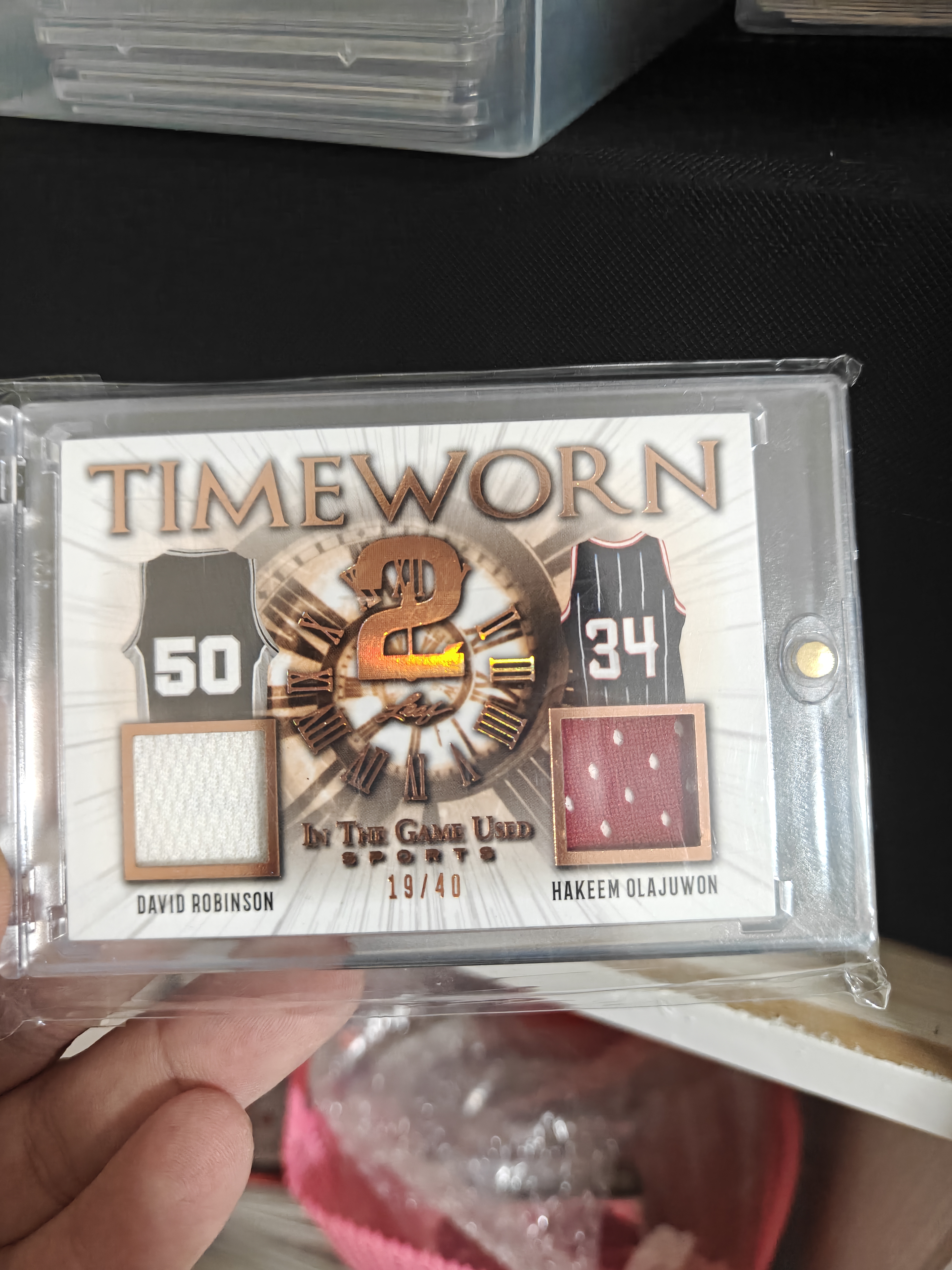 2022 Leaf In The Game Used Sports David Robinson/Hakeem Olajuwon #TW-03 海军上校 亲穿 罗宾逊 奥拉朱旺 大梦 双人亲穿物料