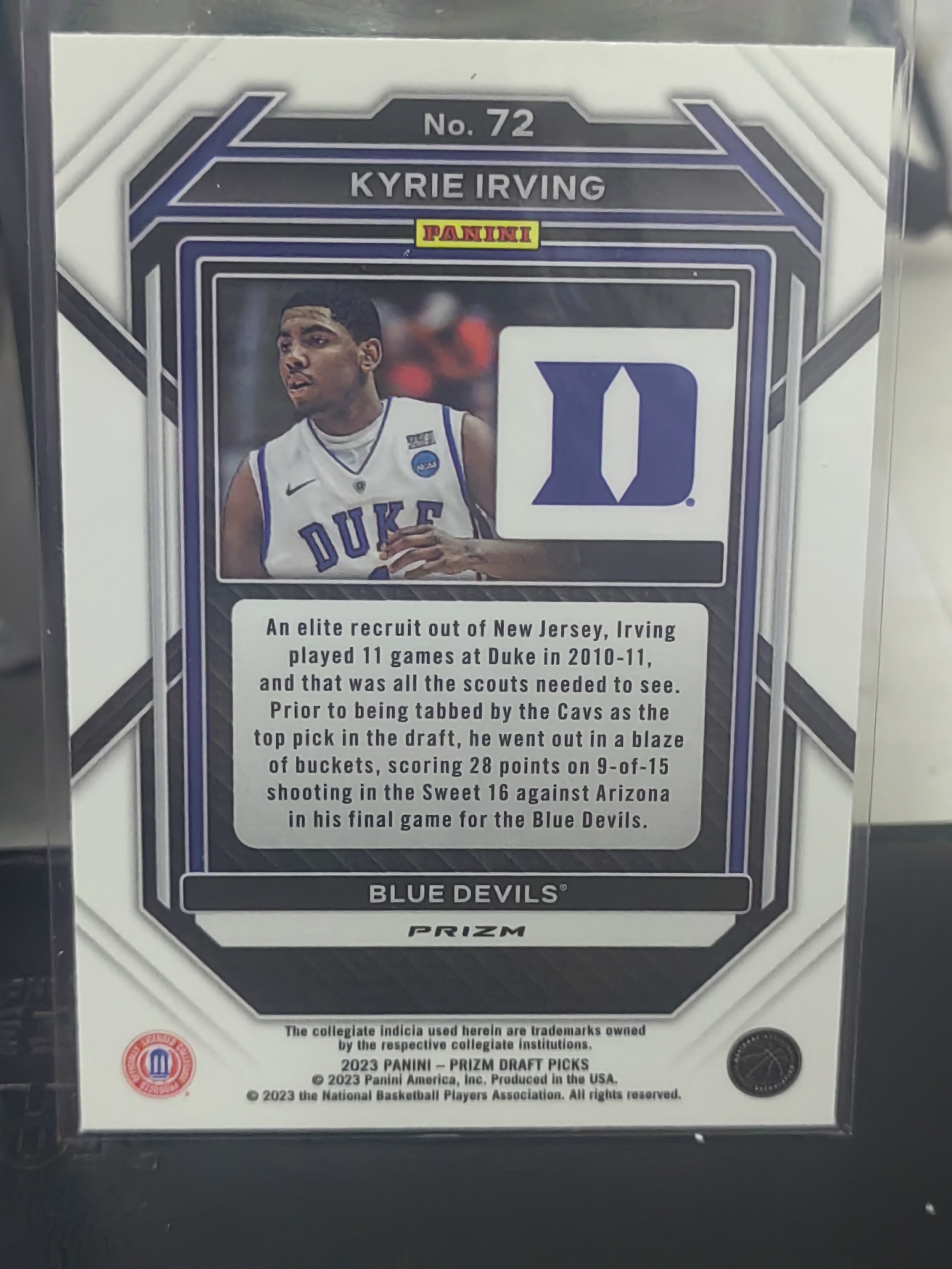 2023 Panini Prizm Draft Picks Kyrie Irving PZ 大学 凯里 欧文 hyper折 篮 白边白角 不保卡品 卡品如图