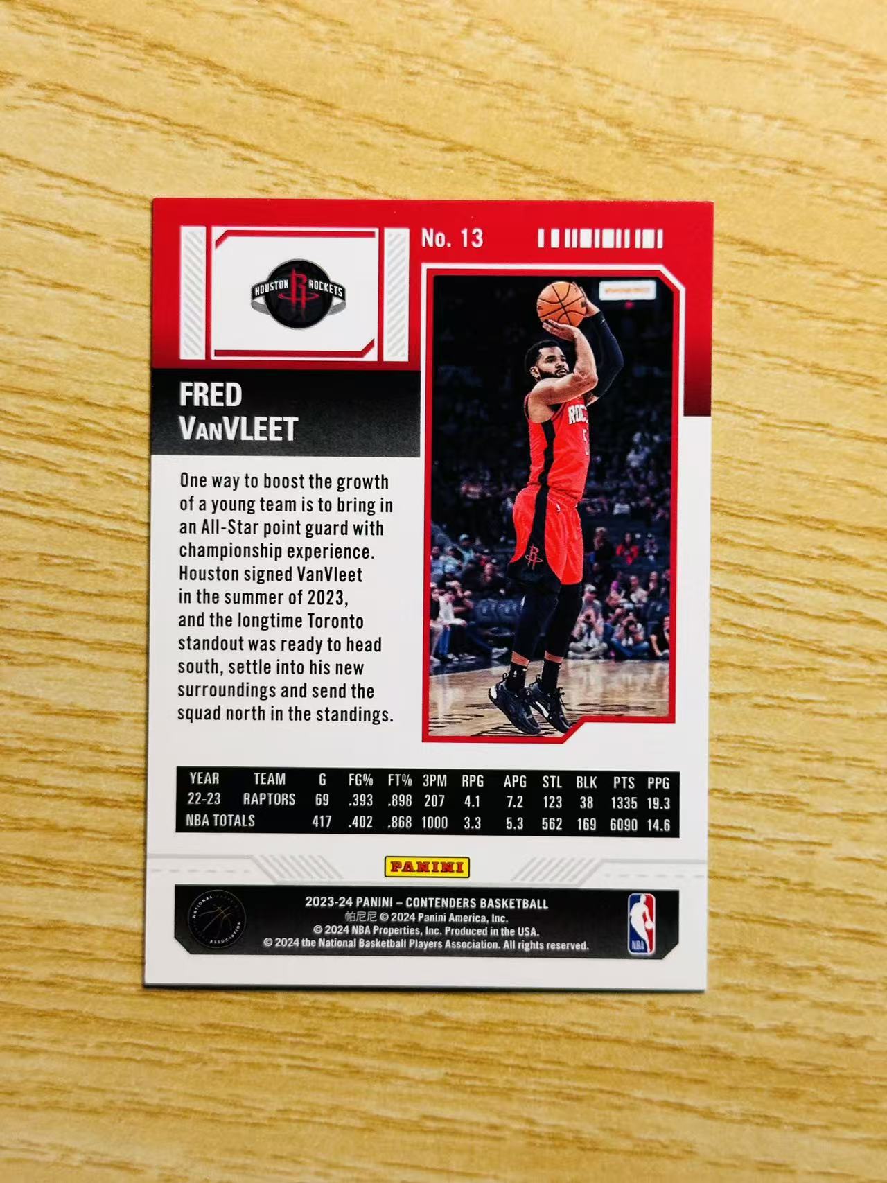 2023-24 Panini Contenders Fred VanVleet 嘿嘿代卖 球票 弗雷德 范弗利特 49编 火箭 收藏必备