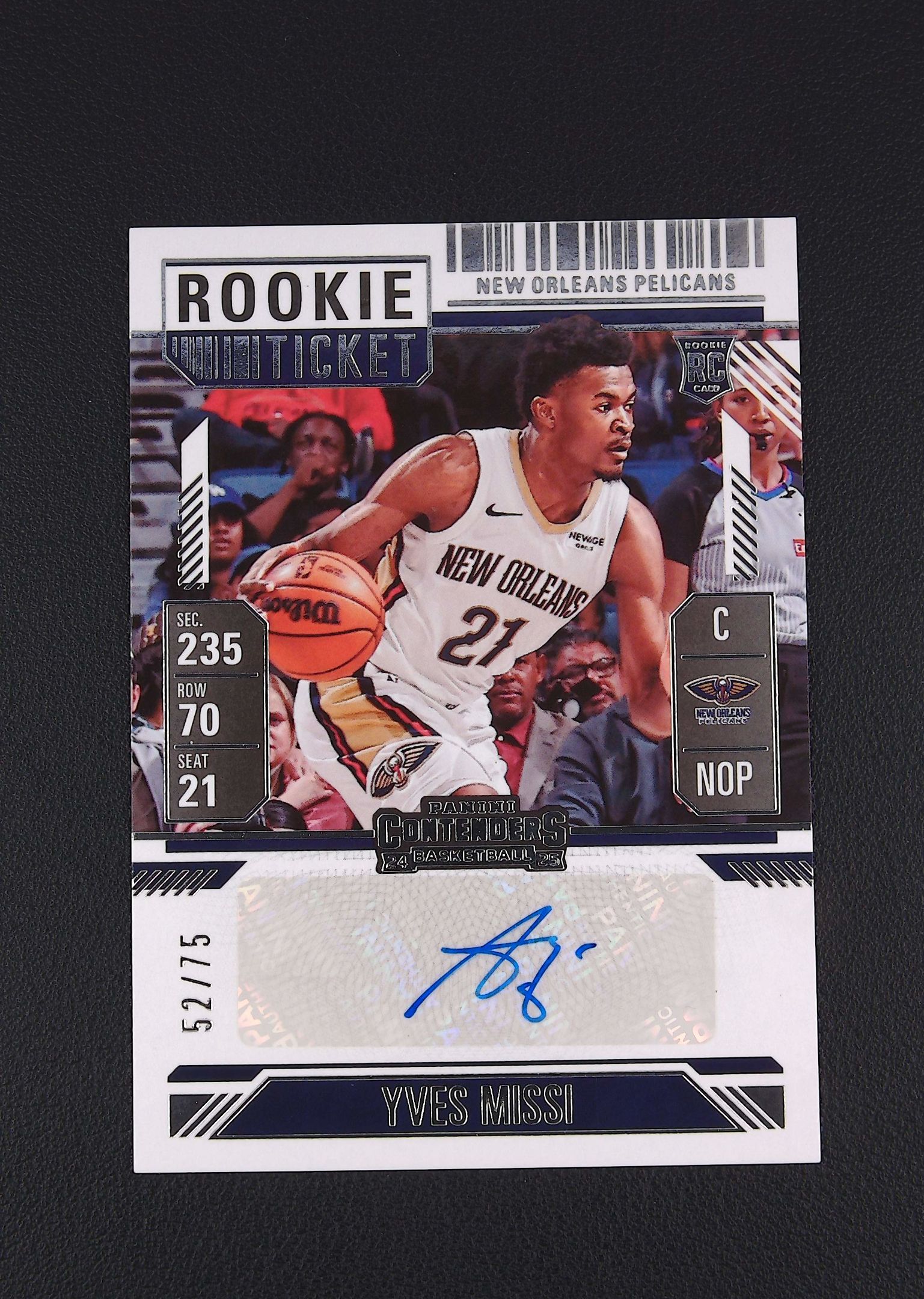 2024-25 Panini Contenders Yves Missi RC 【阿福代卖】米西 鹈鹕 新秀 剪影 插入 球票 75编 签字 收藏必备 (行行行)