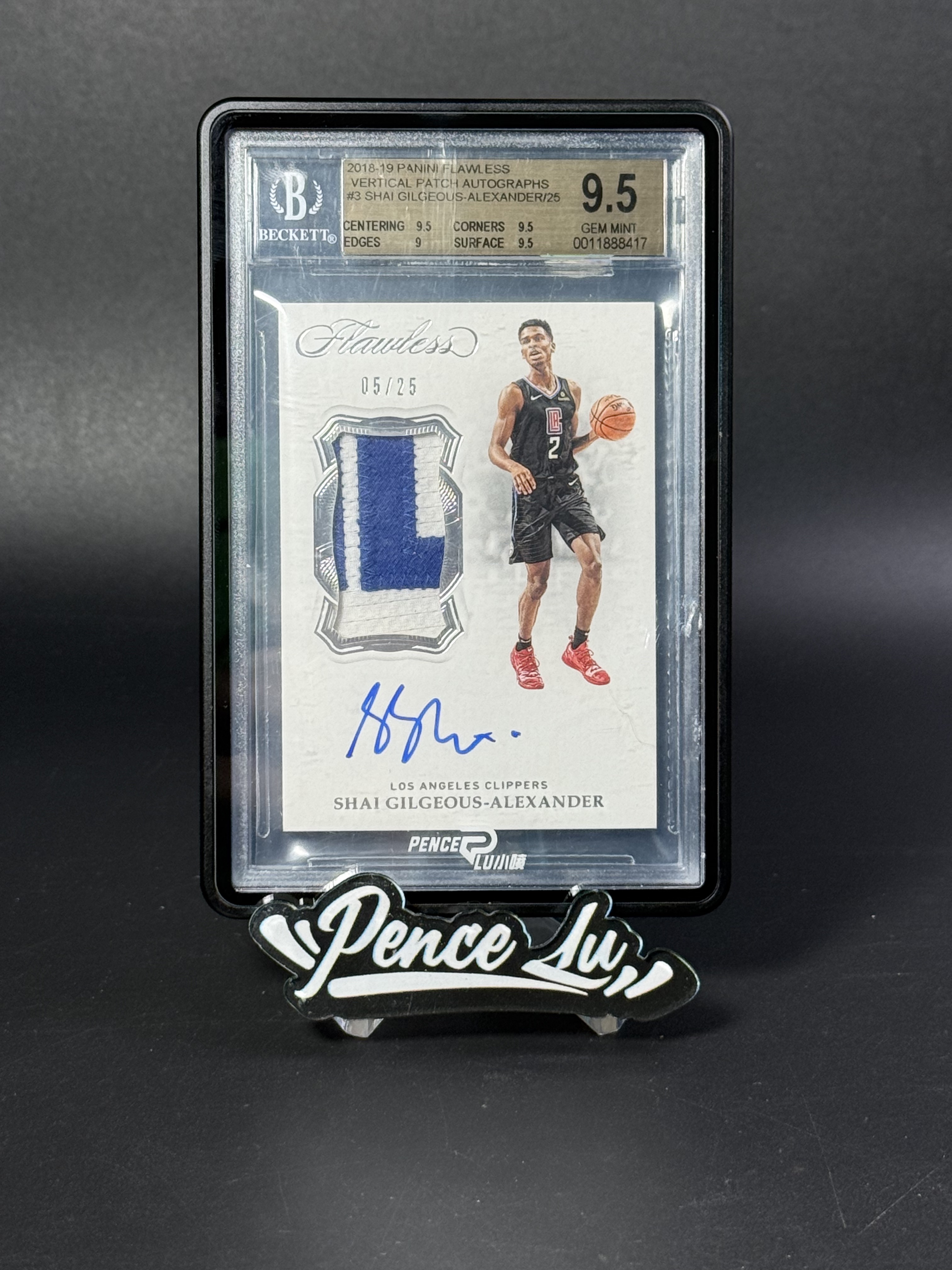 【喷子拍卖】2018-19  Flawless Shai Gilgeous-Alexander 手提 快船 亚历山大 新秀 patch 签字 最有价VPA 25编 卡签 第一版GU落场RPA BGS金标9.5/10 壳微损 送订制壳 大湾区