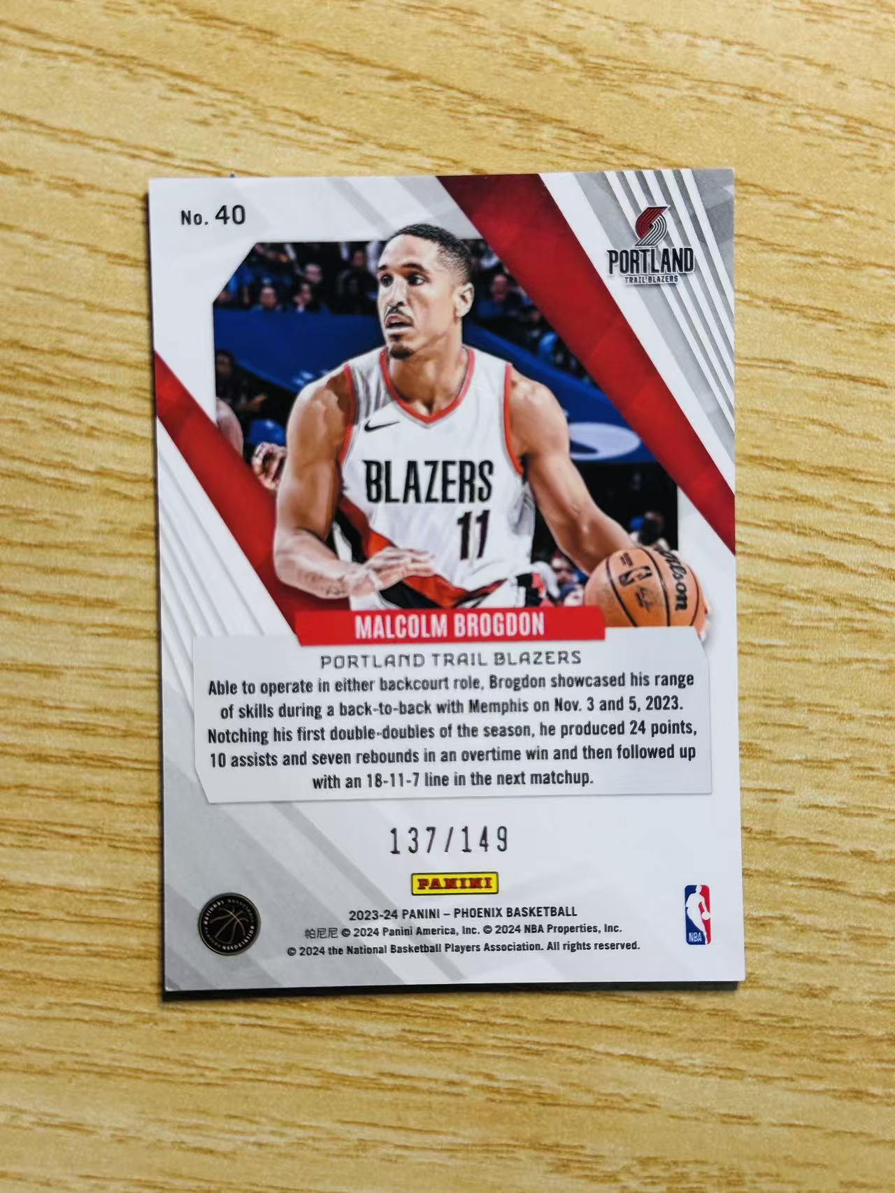 2023-24 Panini 凤凰 Malcolm Brogdon 嘿嘿代卖 马尔科姆 布罗格登 绿碎冰折 149编 开拓者 收藏必备