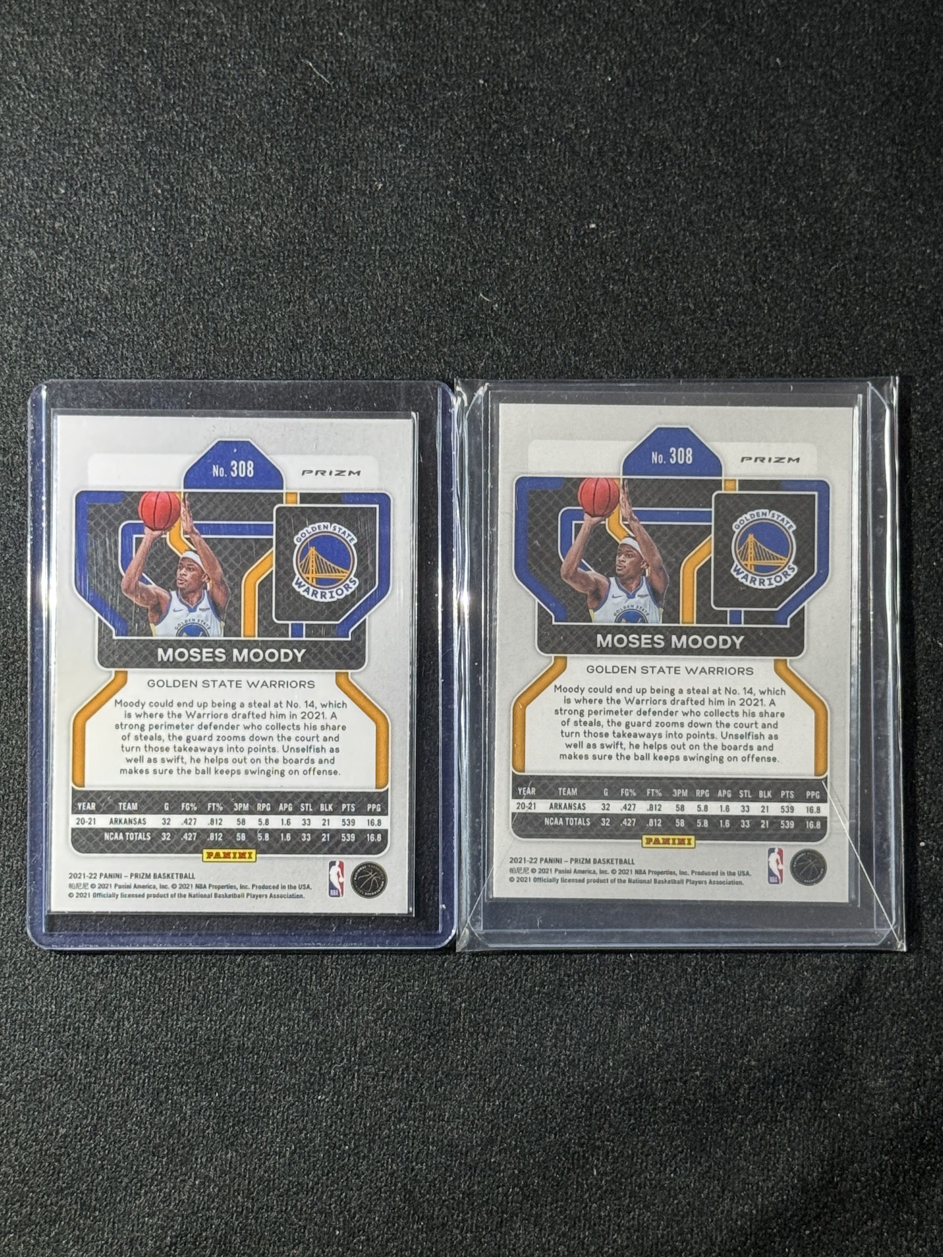 2021-22 Panini Prizm Moses Moody RC 【扎克代卖】PZ 勇士新秀 摩西 穆迪 三色折 红金波纹 瑕疵如图 投资必备