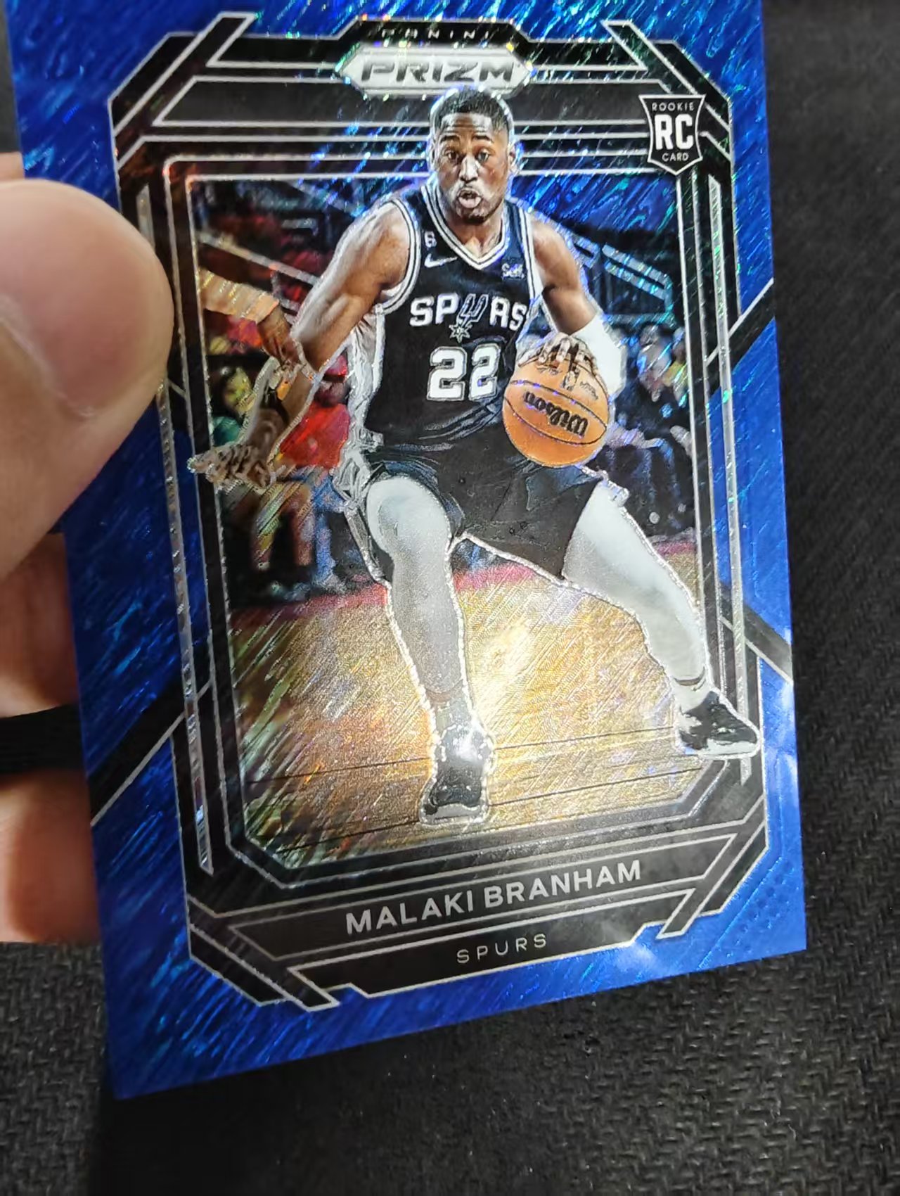 2022-23 Panini Prizm Malaki Branham RC 马刺 马拉基布拉纳姆 新秀 蓝雨点 shimmer折 35编 划痕 边角瑕疵