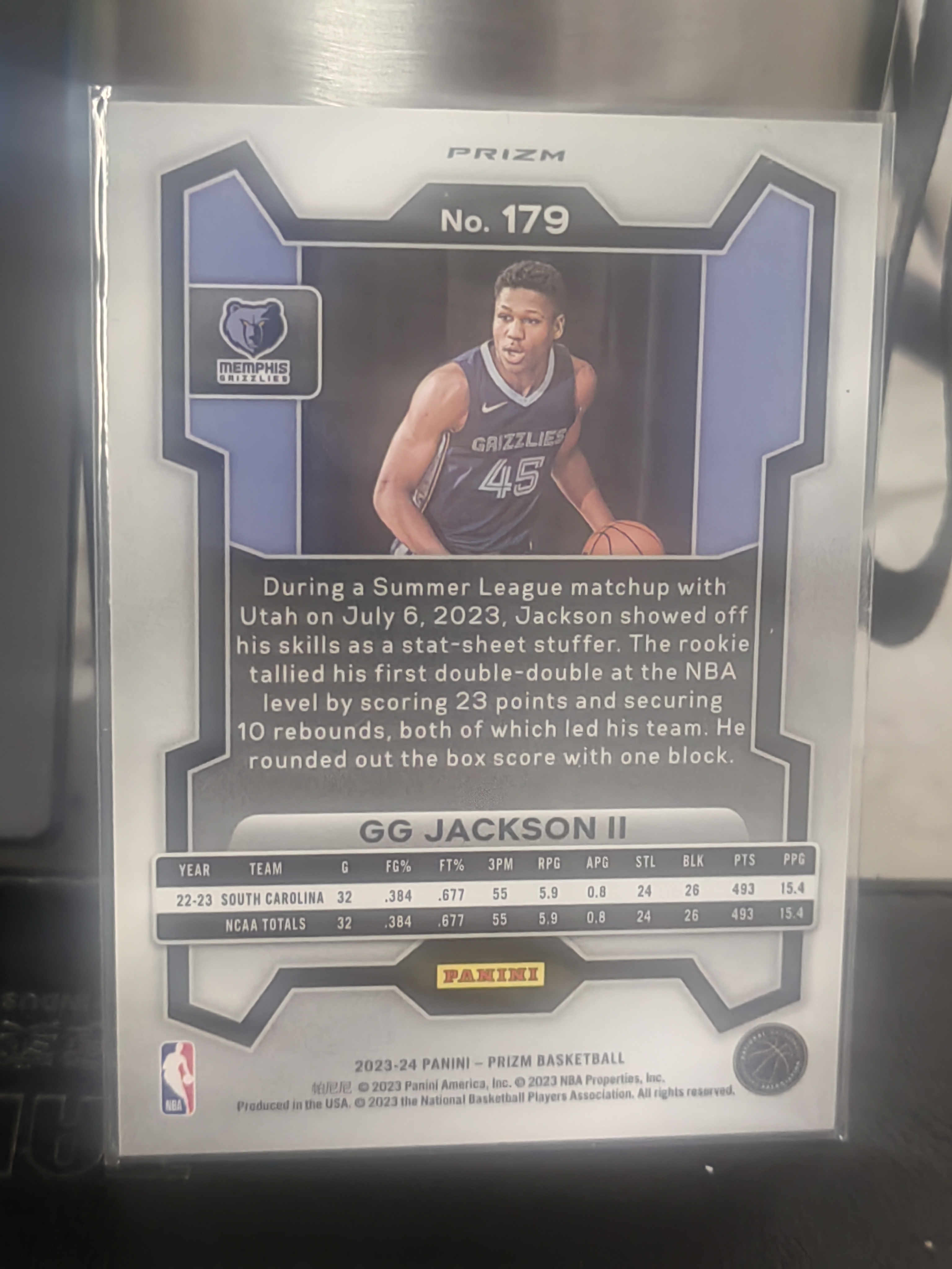 2023-24 Panini Prizm GG Jackson II RC PZ 橙碎冰 新秀 GG 杰克逊二世 灰熊 篮 白边白角 不保卡品 卡品如图