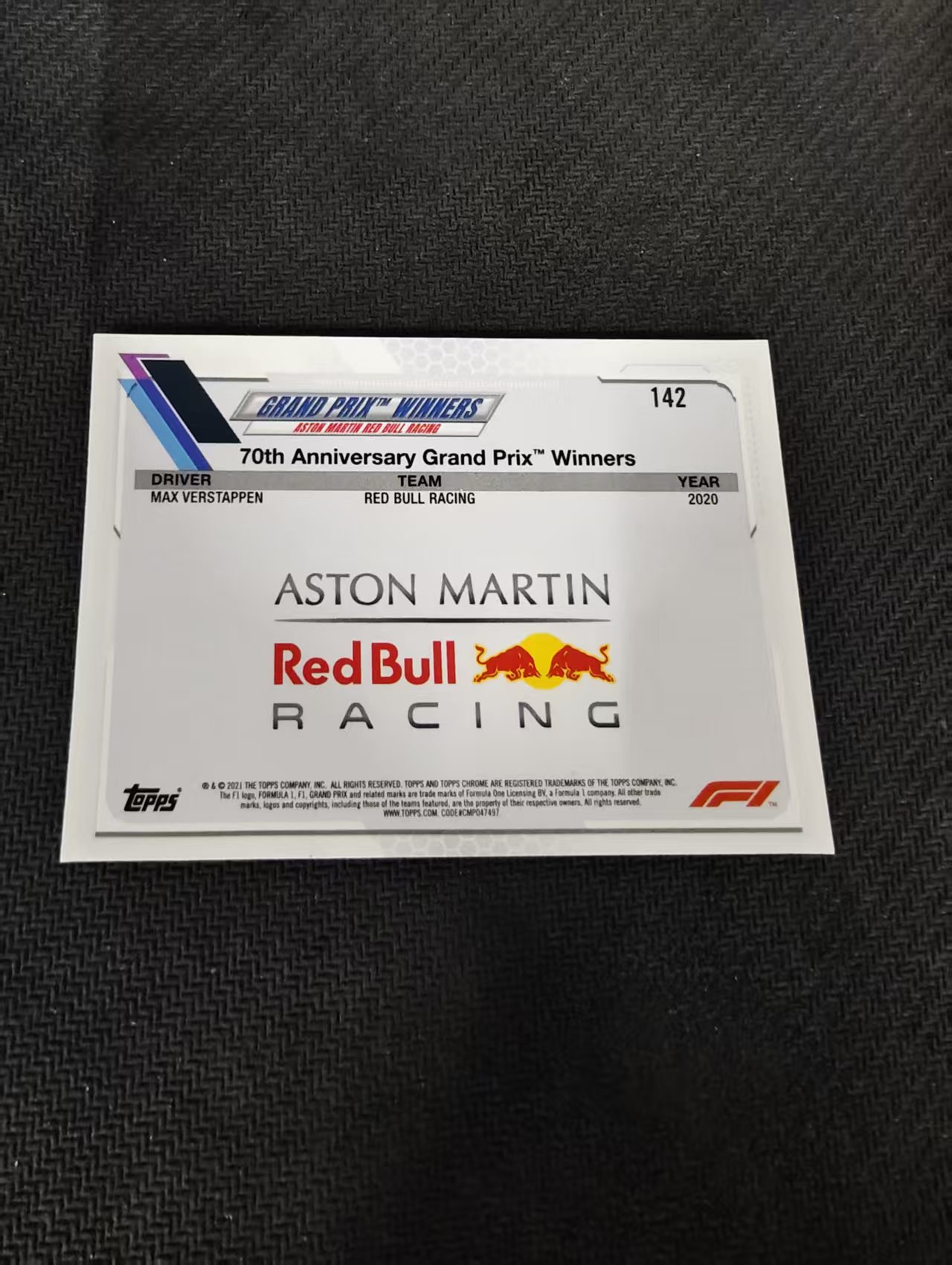 【可合并,不累计】2021 Topps Chrome Max Verstappen F1 维斯塔潘 红牛 划痕 边角瑕疵 #142