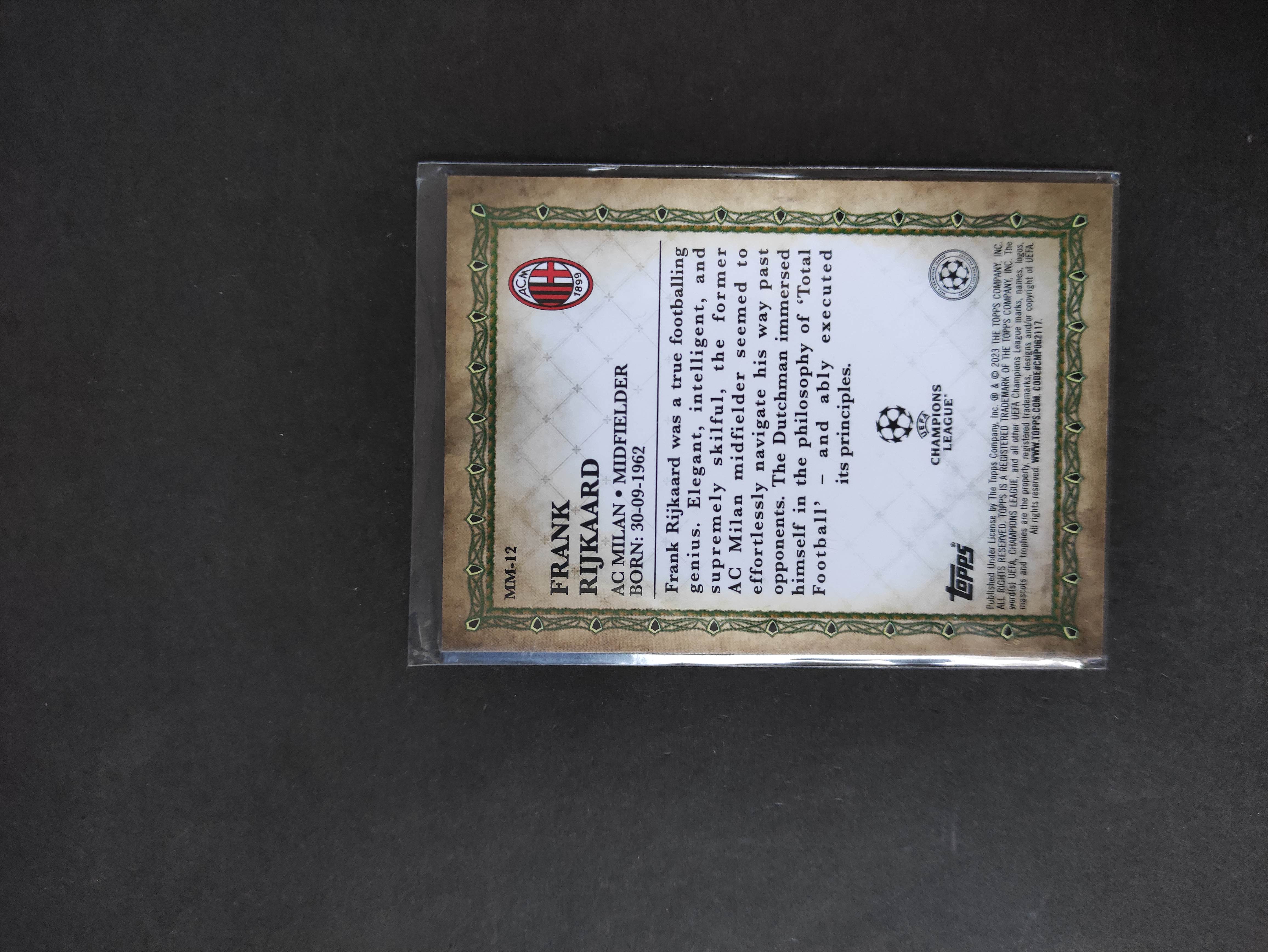 2023 Topps Merlin chrome Frank Rijkaard 【进击卡社】梅林 大师特卡 欧战 欧冠 AC米兰 里杰卡尔德 荷兰三剑客 名宿 专收必备