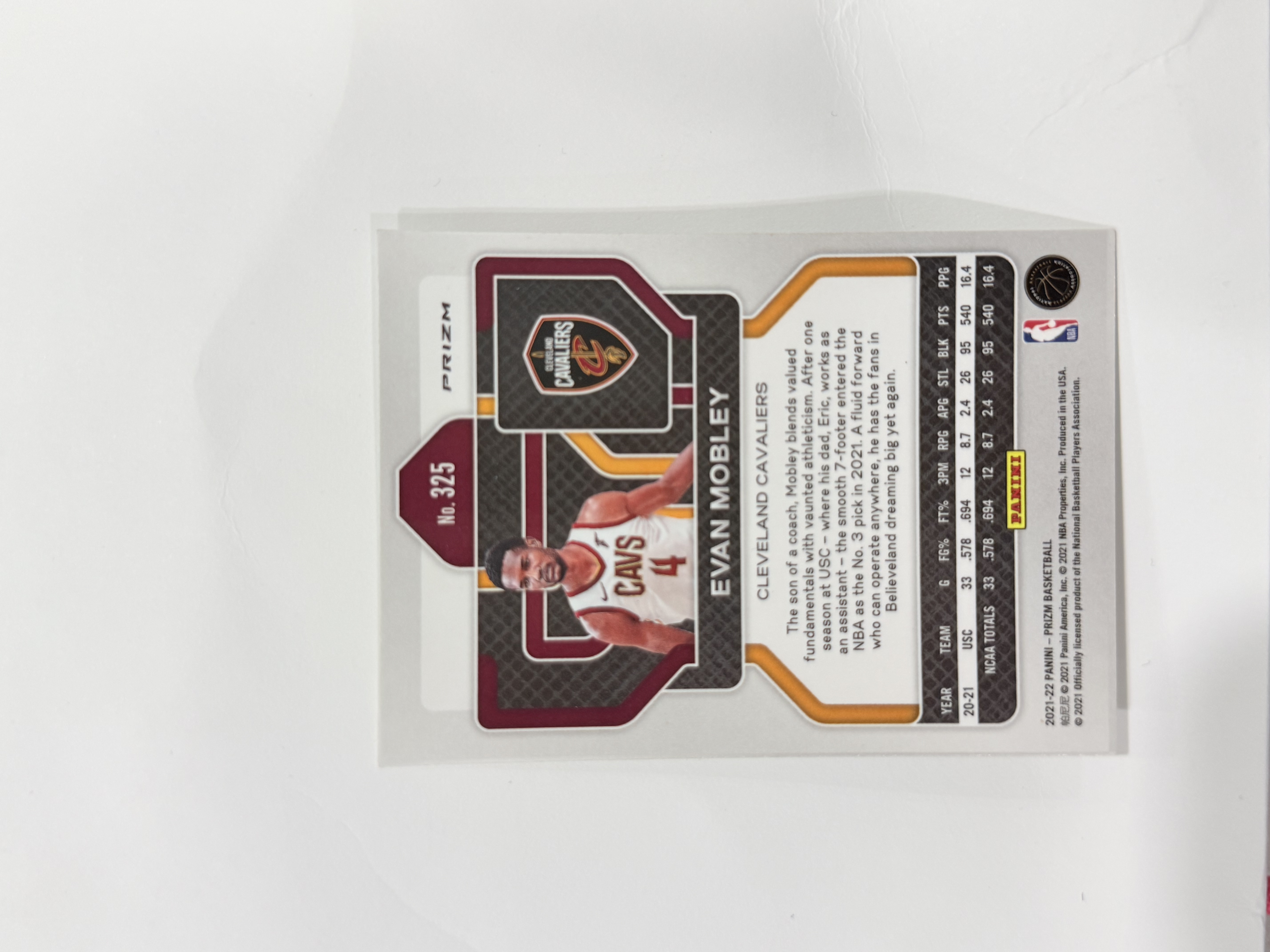 2021-22 Panini Prizm Evan Mobley RC 骑士 莫布里 莫布利 新秀pz 银折全明星 最佳阵容 DPOY 米切尔加兰搭档冲击总冠军 坎宁安格林巴恩斯萨格斯同届瑕疵细节如图