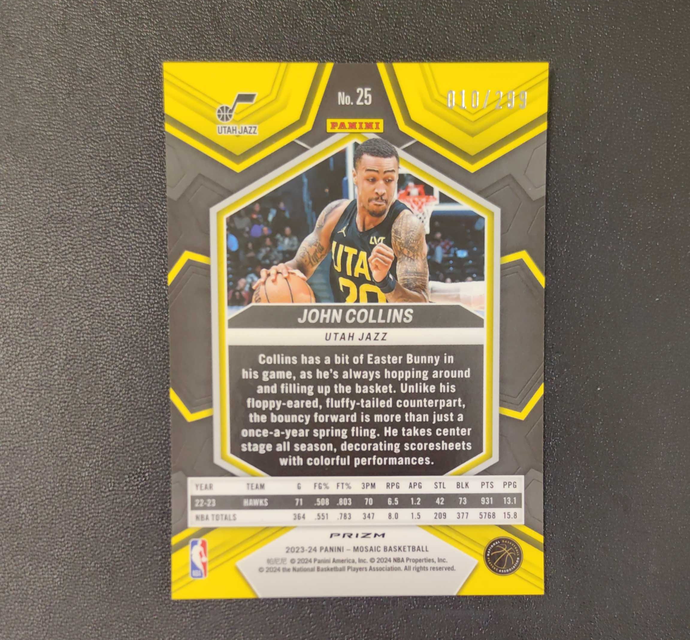 2023-24 panini mosaic john collins 马赛克 爵士 约翰 柯林斯 红变形虫 折射 /299编 东契奇 sga 库里 文班亚马 詹姆斯 多张再拍