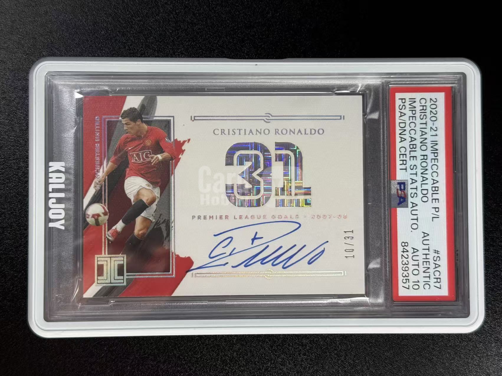 2020-21 Panini Impeccable Ronaldo C罗 罗纳尔多 小真金 数据签 卡签 签字 曼联皮 31编 PSA10分 签字完美 单一平行 最顶级数据 细节如图 送定制壳#KL#