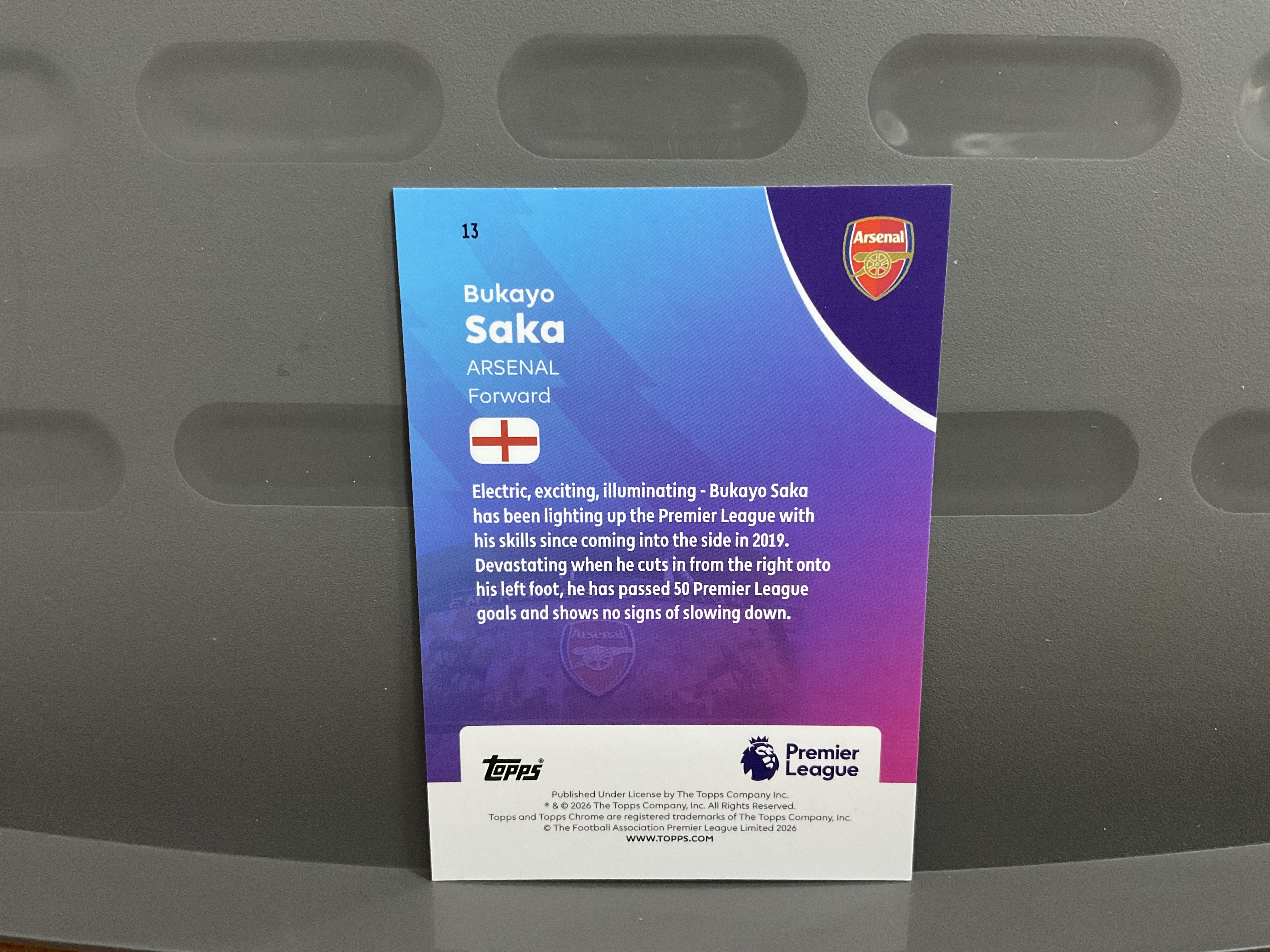 2025-26 Topps Chrome Bukayo Saka #13 布卡约 阿森纳 蓝碎冰折 英格兰 英超 英超tc