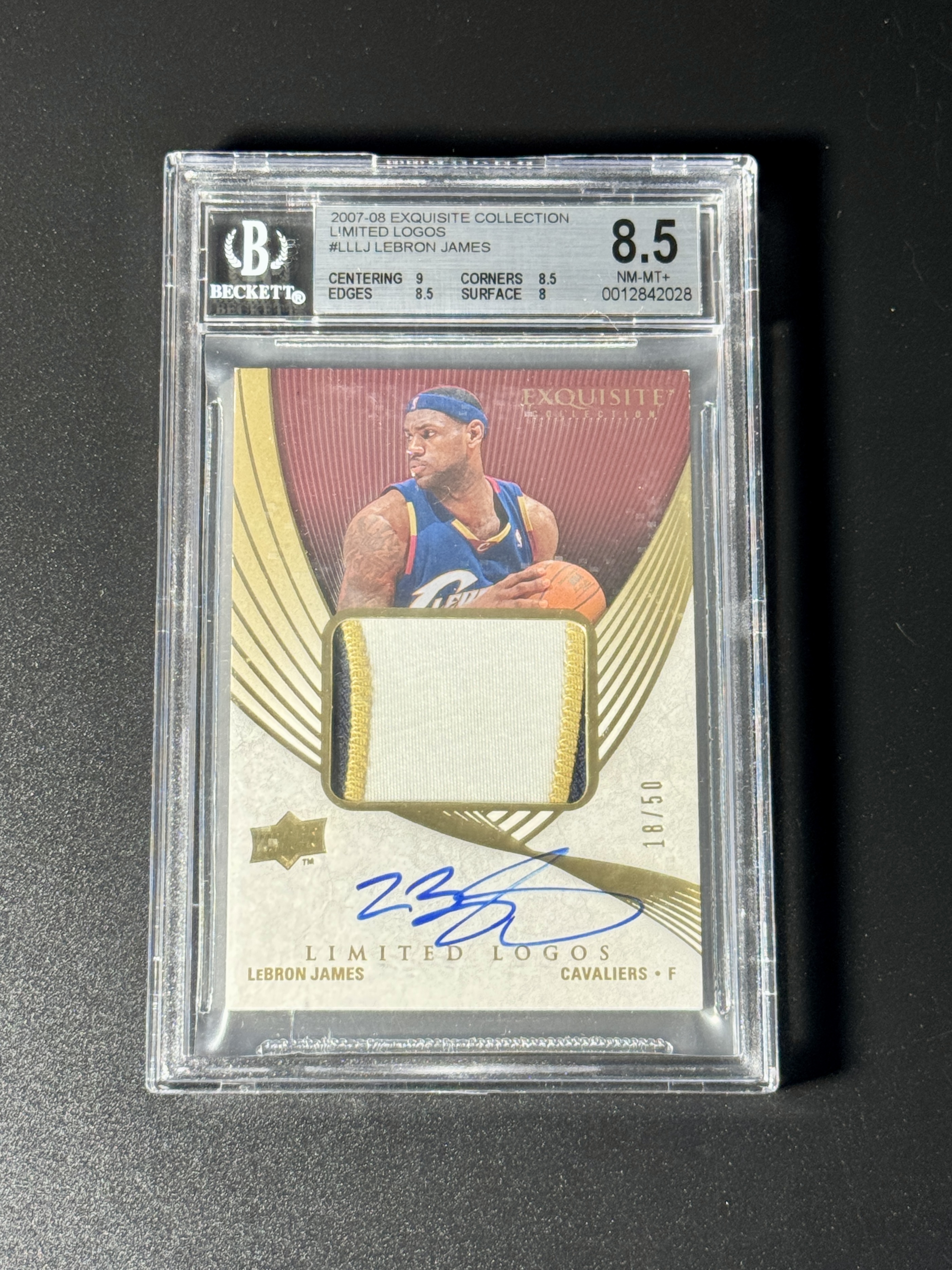 【喷子拍卖】2007-08 UD exquisite LeBron James 木盒 骑士 勒布朗 詹姆斯 LL limited logo 50编 大窗patch 卡签 切割暴力 大hit BGS8.5/10 可凑科比同版 送订制壳 RRQ