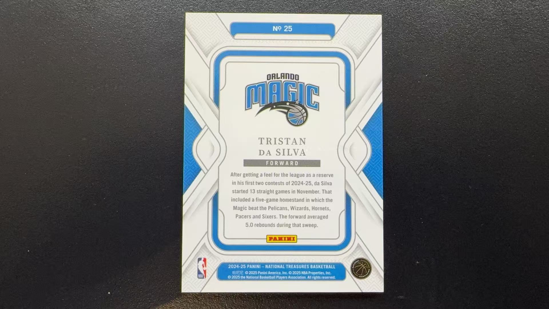 【Pw代卖】2024-25 Panini 国宝 Tristan DaSilva 达席尔瓦 魔术 德国 新秀 RC 蓝平行 color match base 25编 专收必备 卡品如图 萝卜哥