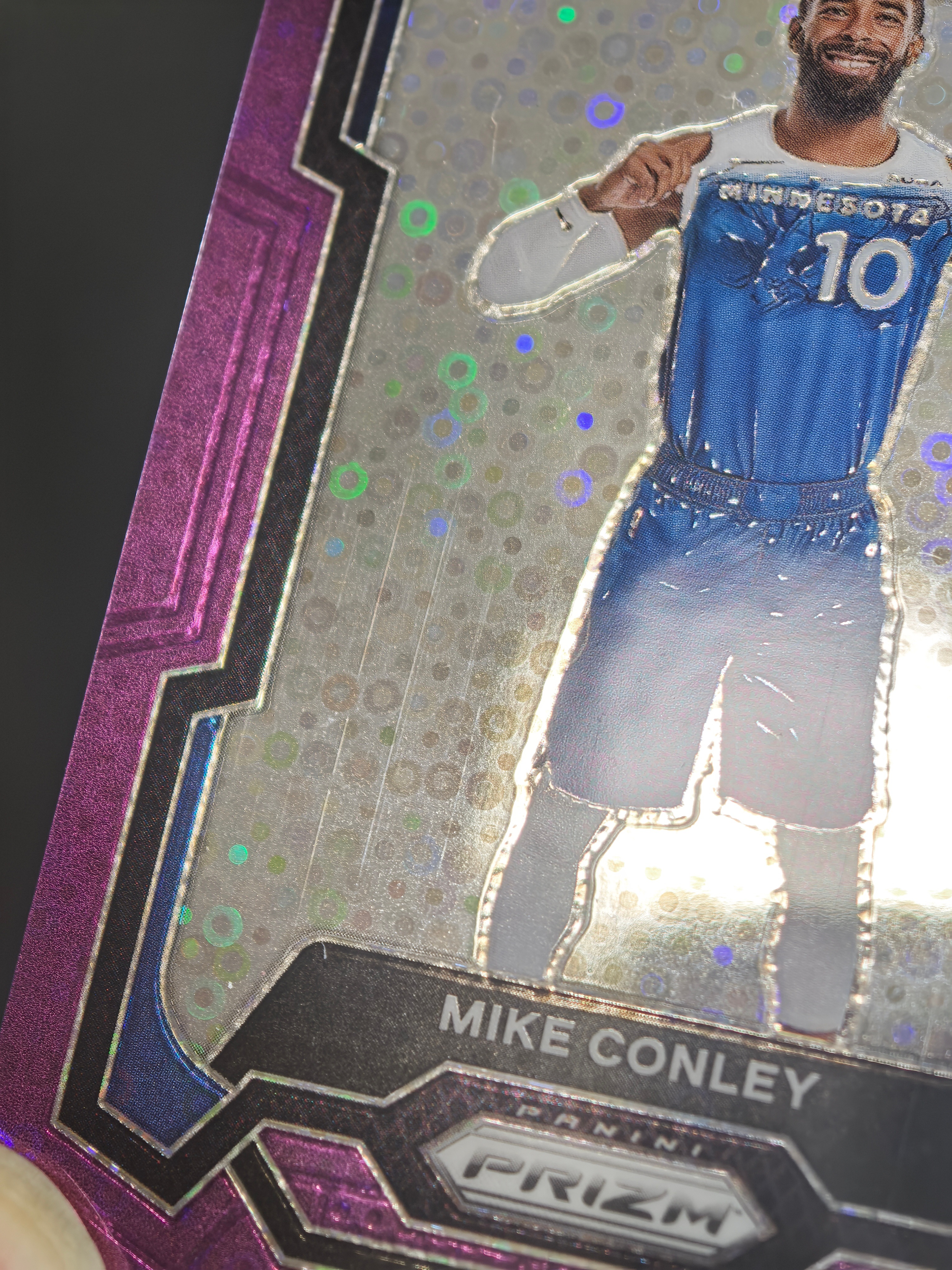 2023-24 Panini Prizm Mike Conley PZ 森林狼 迈克康利 70/75编 紫泡泡折 折射 微瑕 实卡精美 卡品如图 胡总