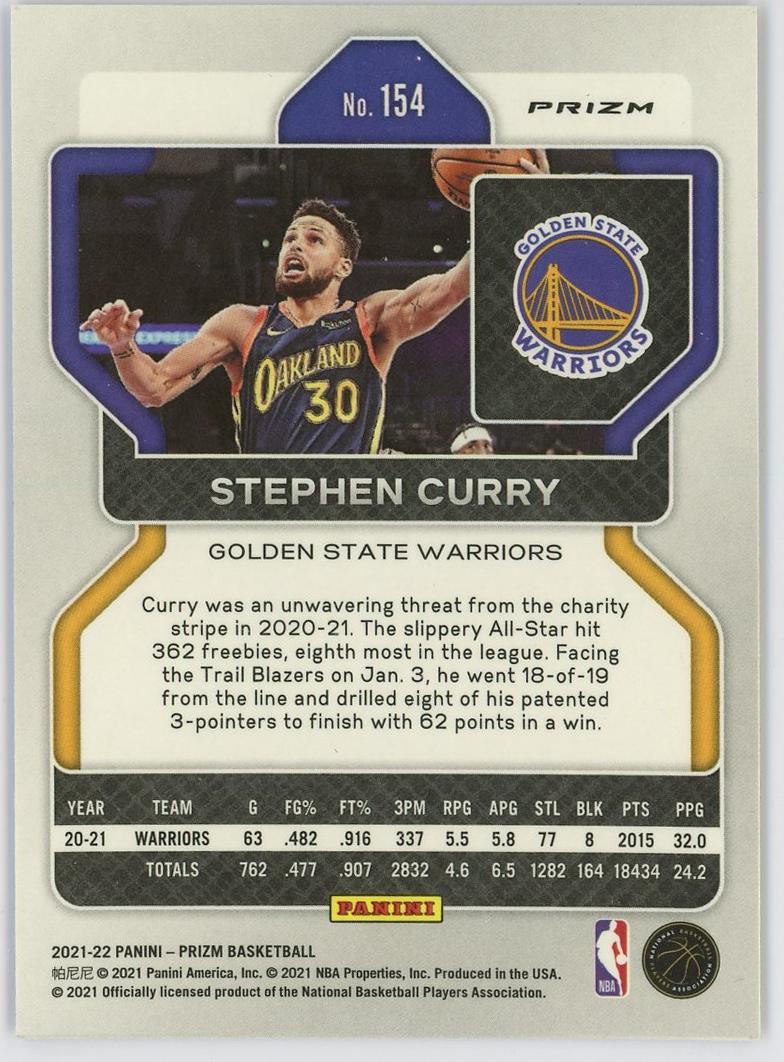 2021-22 Panini Prizm Stephen Curry 斯蒂芬库里 pz 银折 折射 勇士 小学生 历史三分王 卡品如图 1TG4/11.28