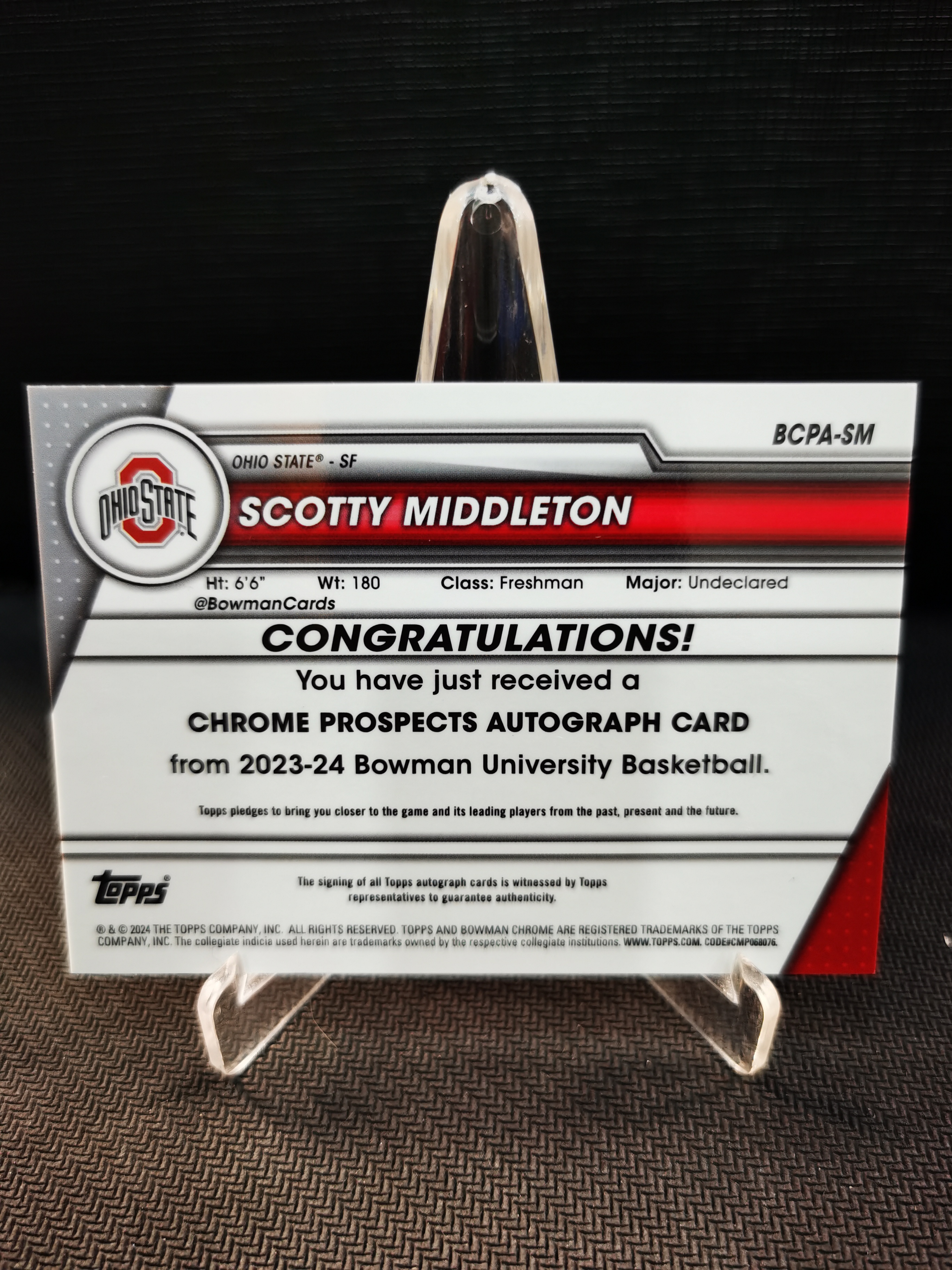 2024 Topps Bowman Chrome Scotty Middleton 1st 鲍曼大学 斯科蒂 米德尔顿 签字 收藏必备 卡品如图 -yiko-【乌苏拍卖】