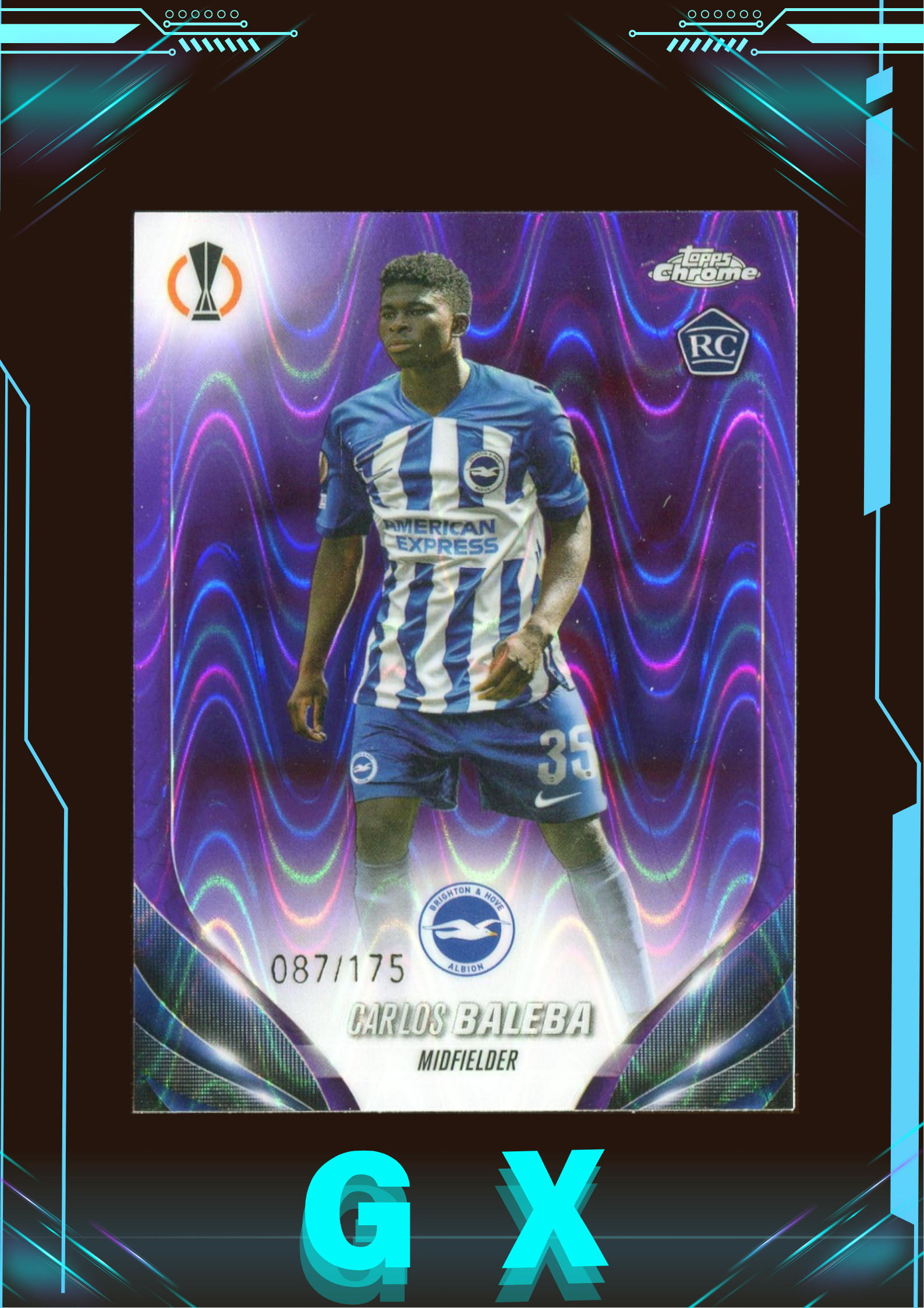 2024 Topps Chrome系列 卡洛斯·巴莱巴 Carlos Baleba 87/175编 新秀RC 紫折 折射 !【钩玄卡店】JBJ
